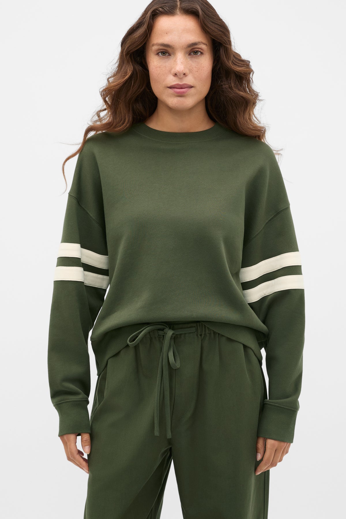 Contrast Detail Crew Neck Sweat