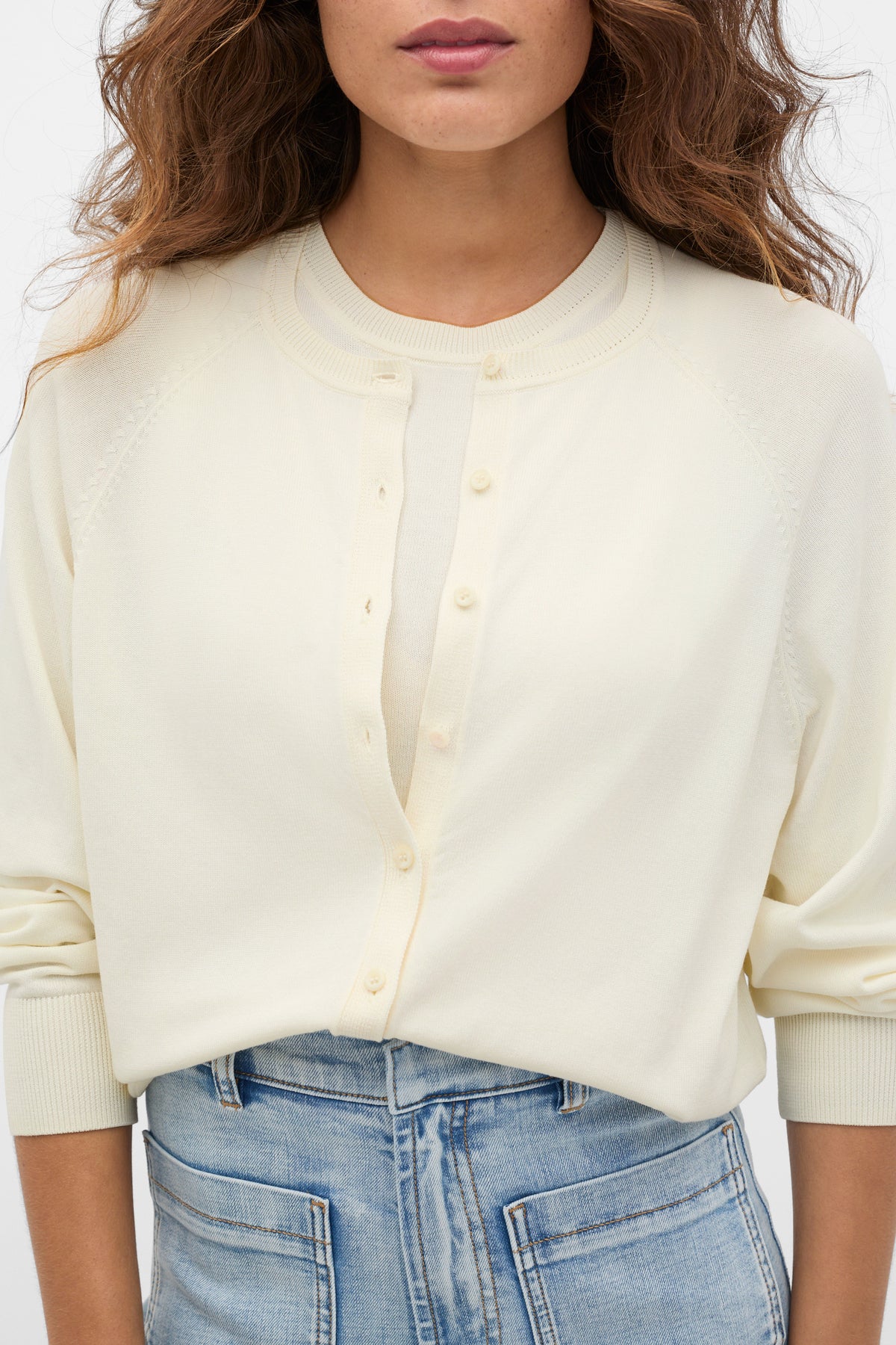 Cotton Blend Raglan Cardigan
