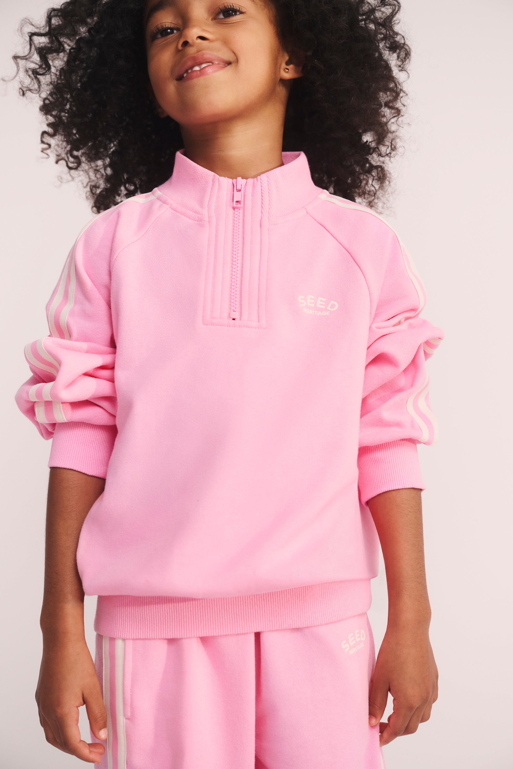 Quarter Zip Logo Sweat | Candy Pink | Seed Heritage – Seed Heritage AU