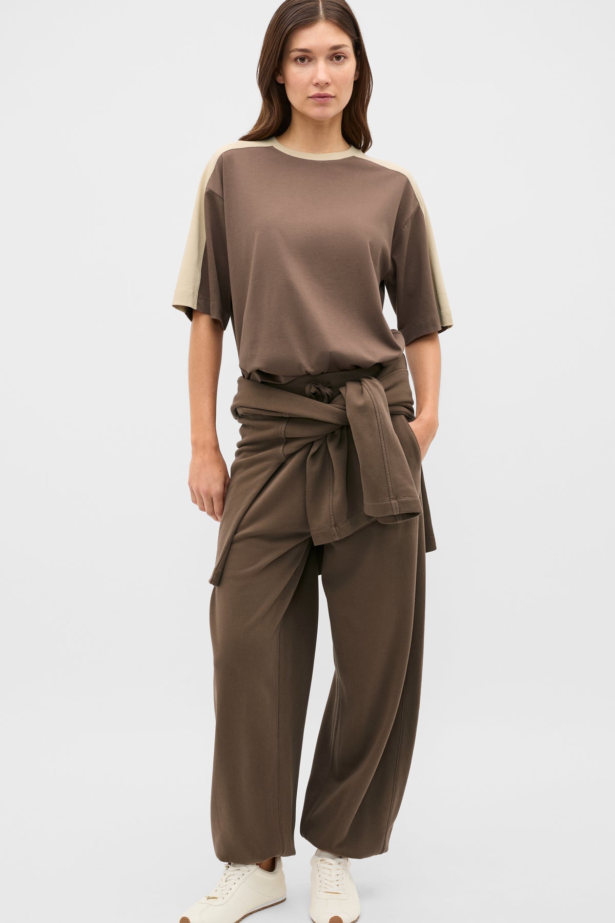 Contrast Sleeve Panel Boxy Tee