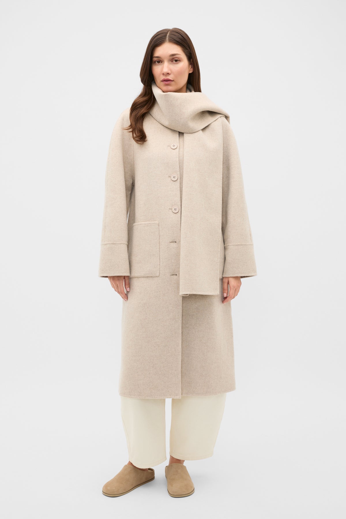 Wool Blend Scarf Coat