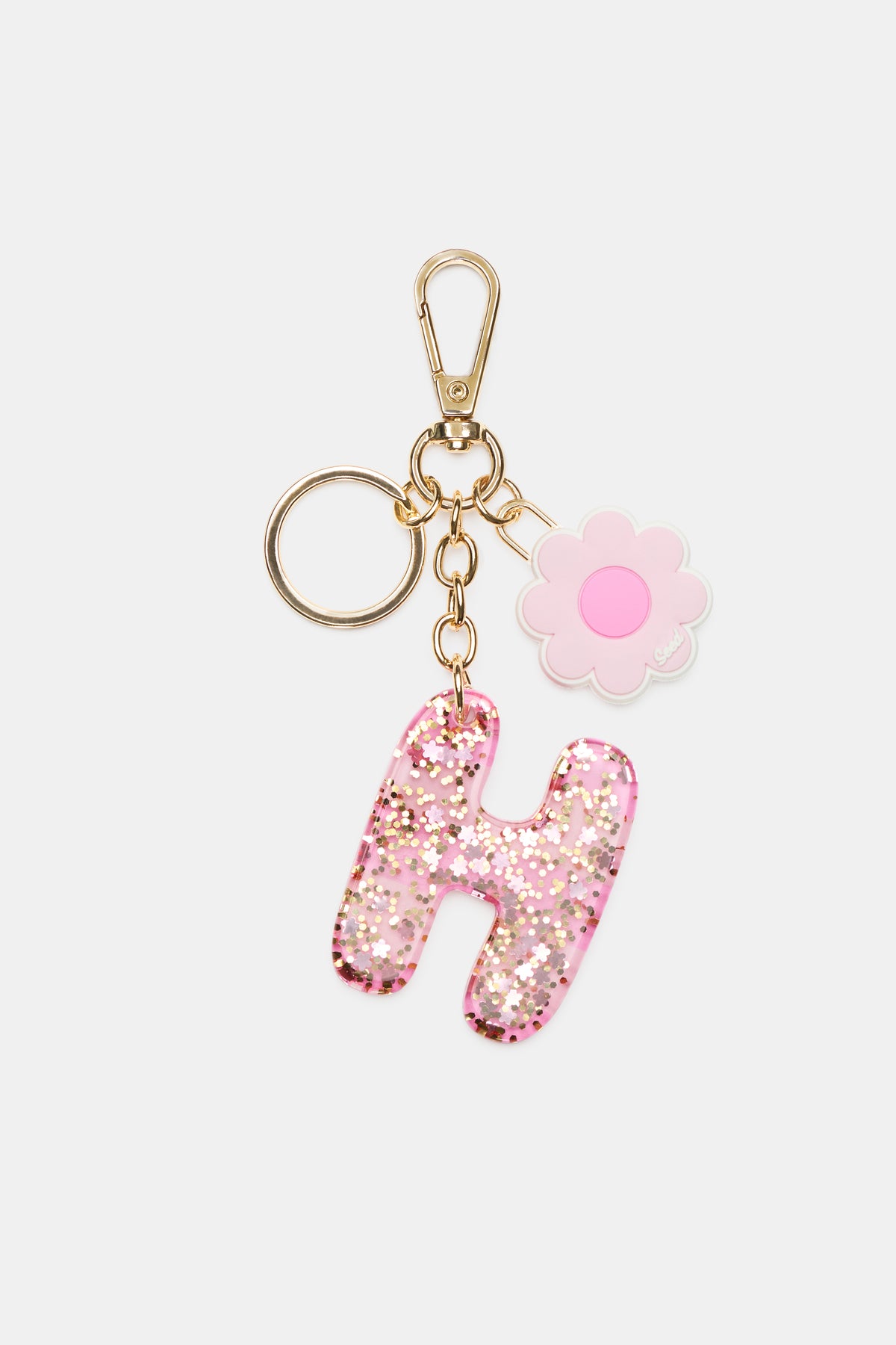 Pink Stripe Initial Keyring