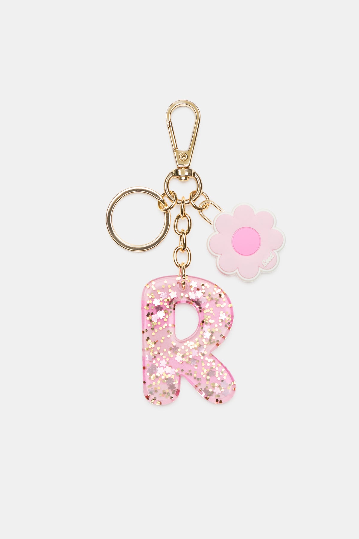 Pink Stripe Initial Keyring