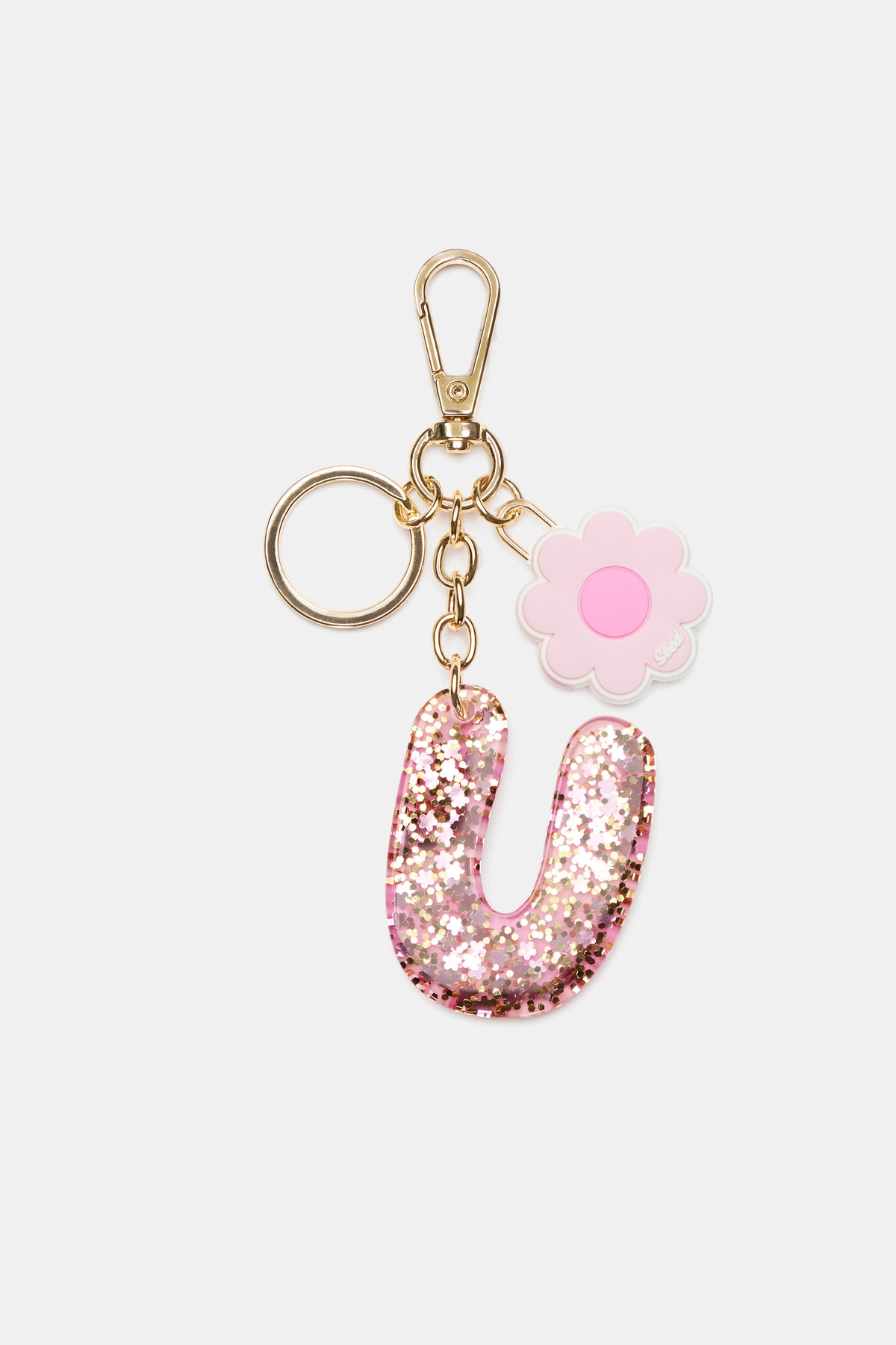 Pink Stripe Initial Keyring
