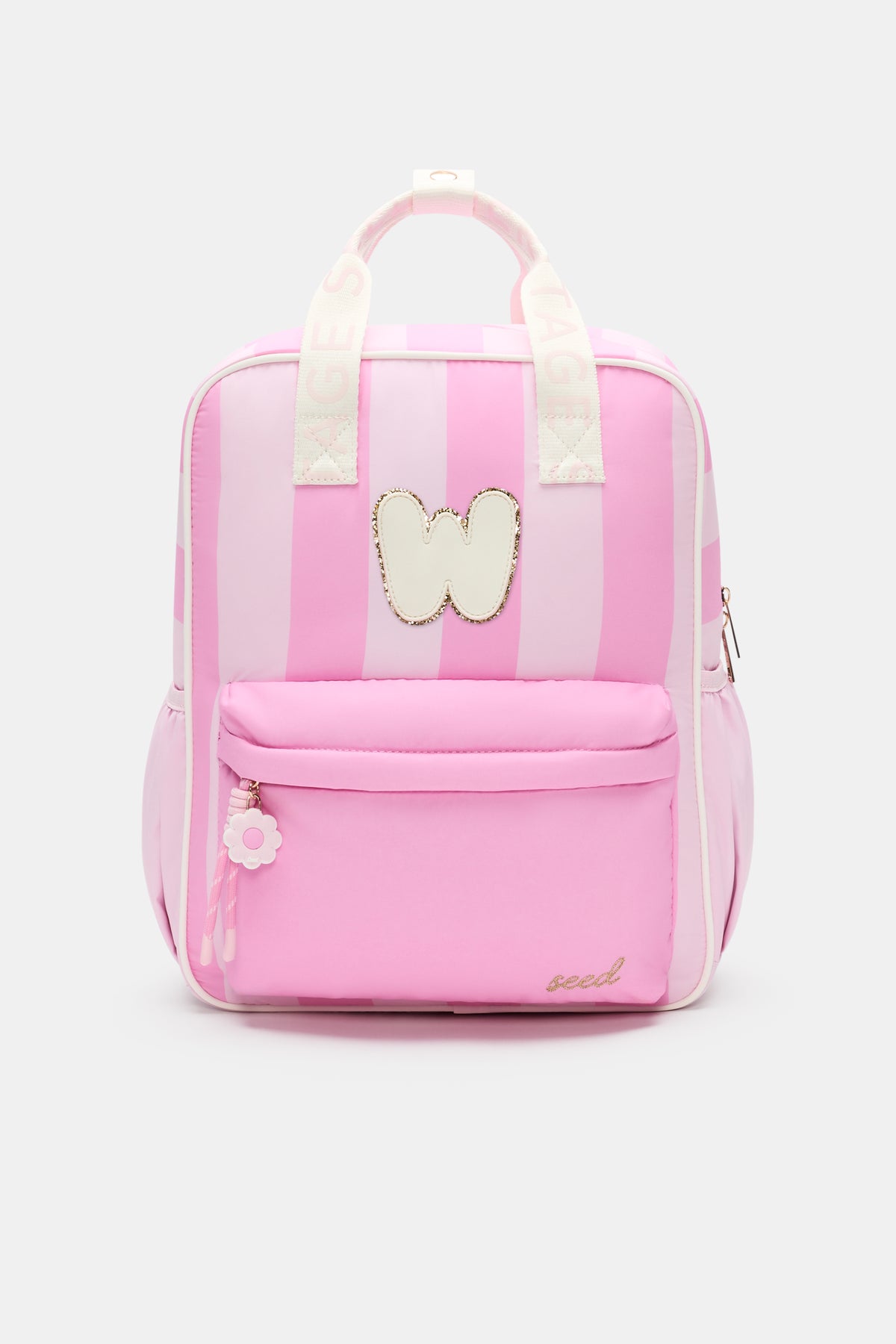Pink Stripe Initial Backpack