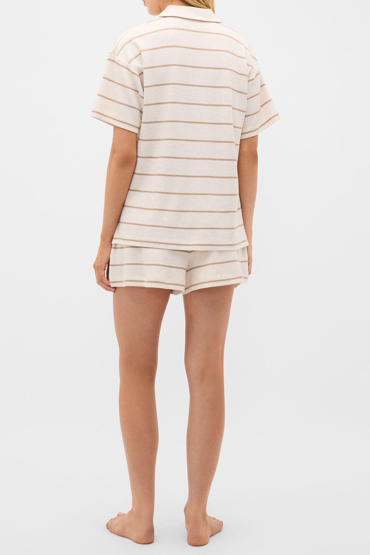 Waffle Stripe Shirt and Short PJ Set