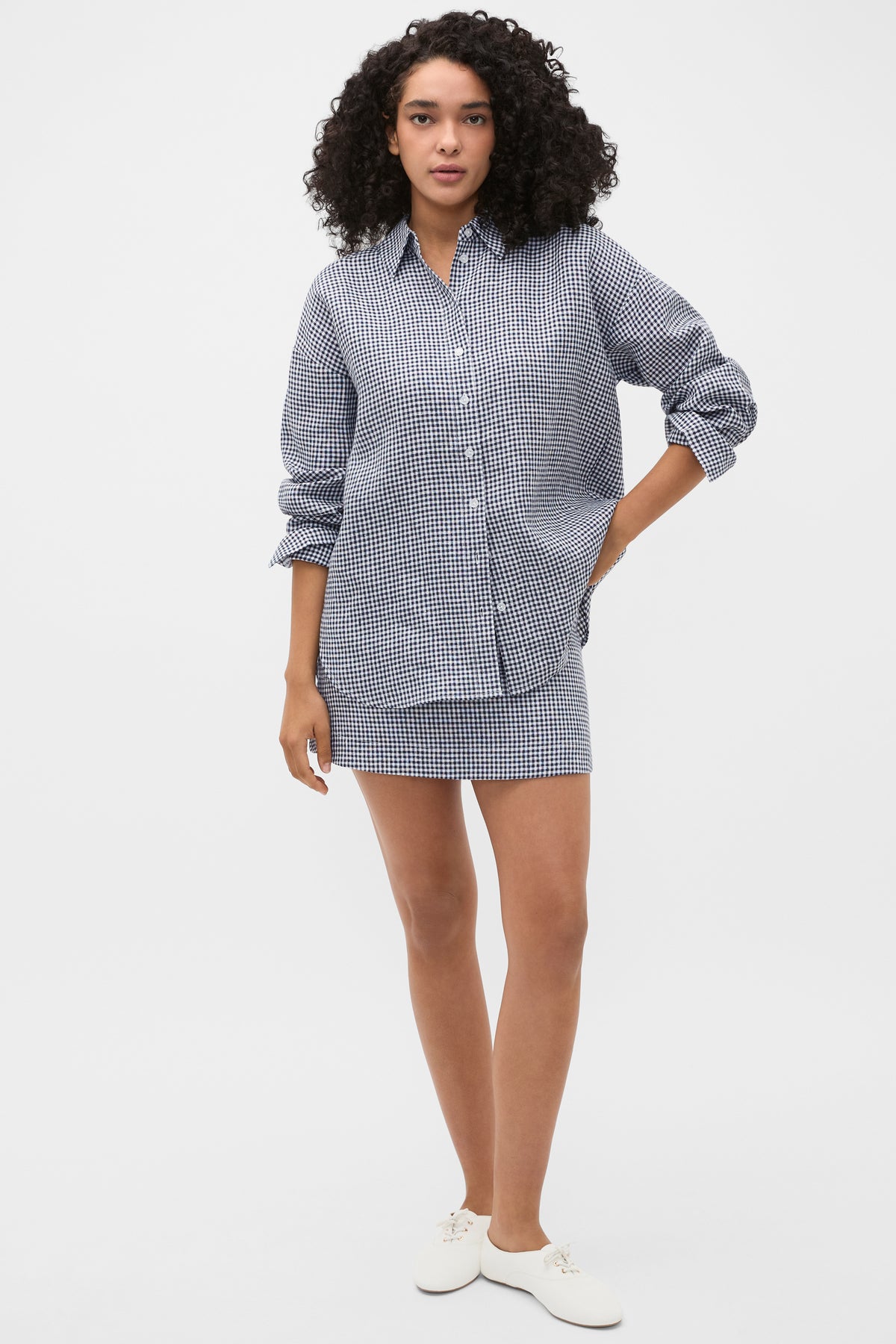 Linen Gingham Oversized Shirt