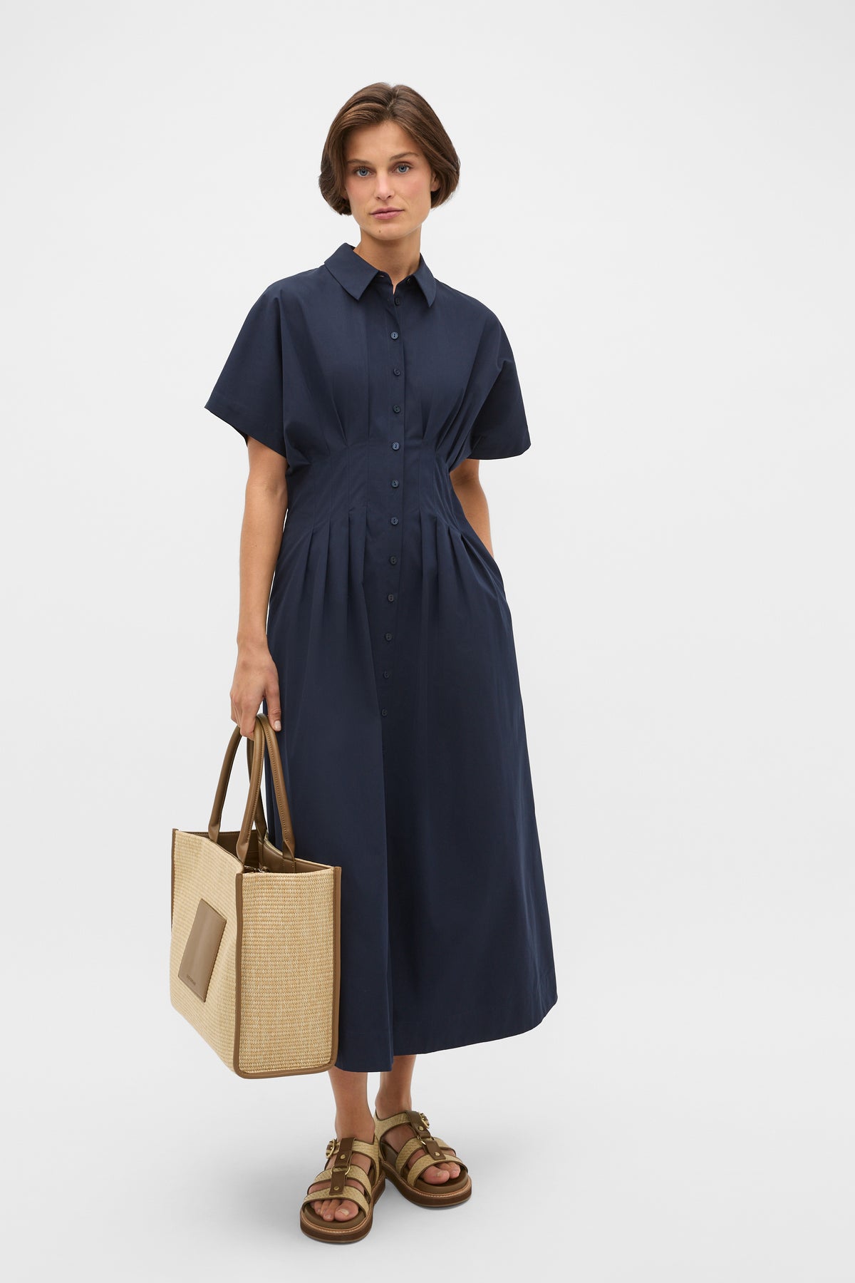 Poplin Waisted Shirt Dress