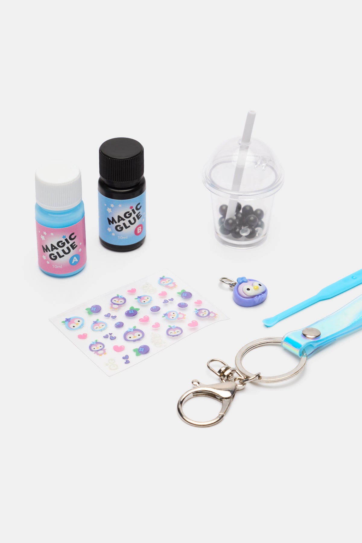 Tiger Tribe Bag Charm Kit Blueberry Bubble Tea