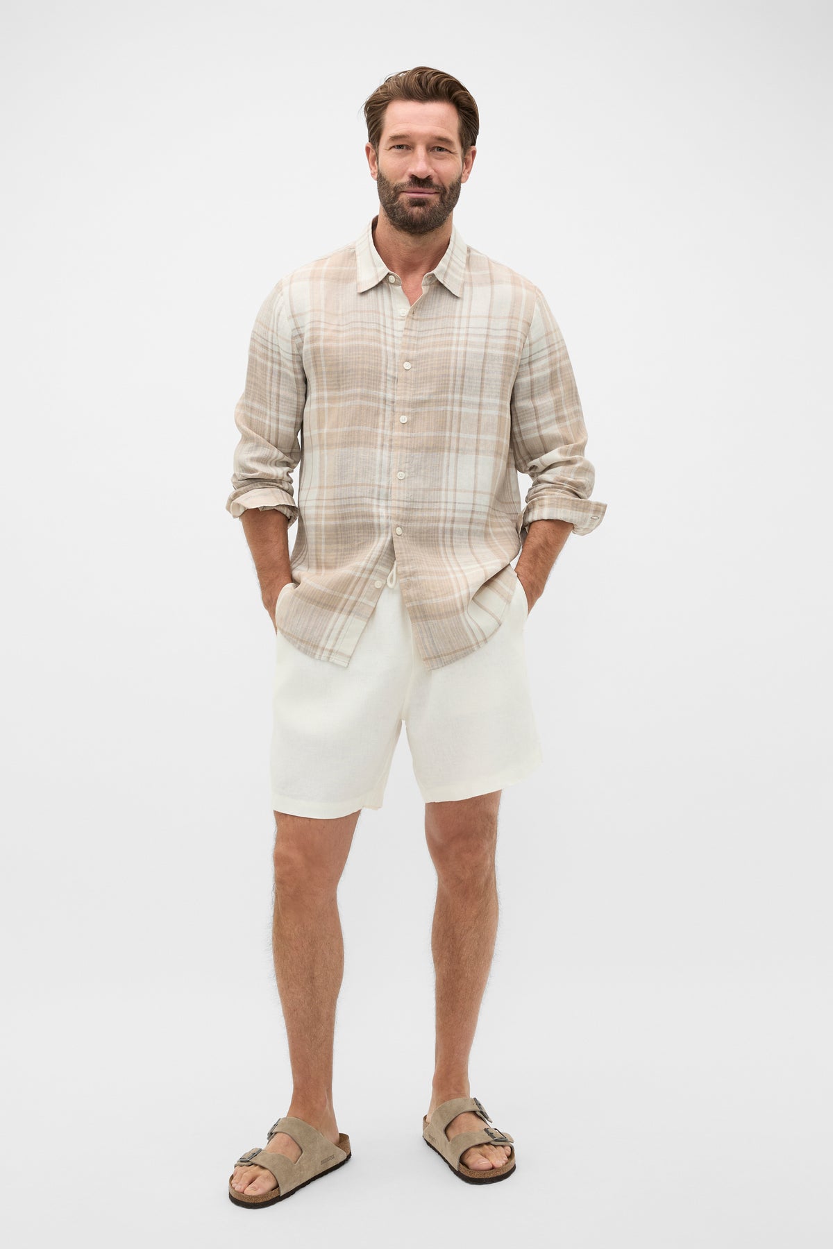 L/S Check Linen Shirt