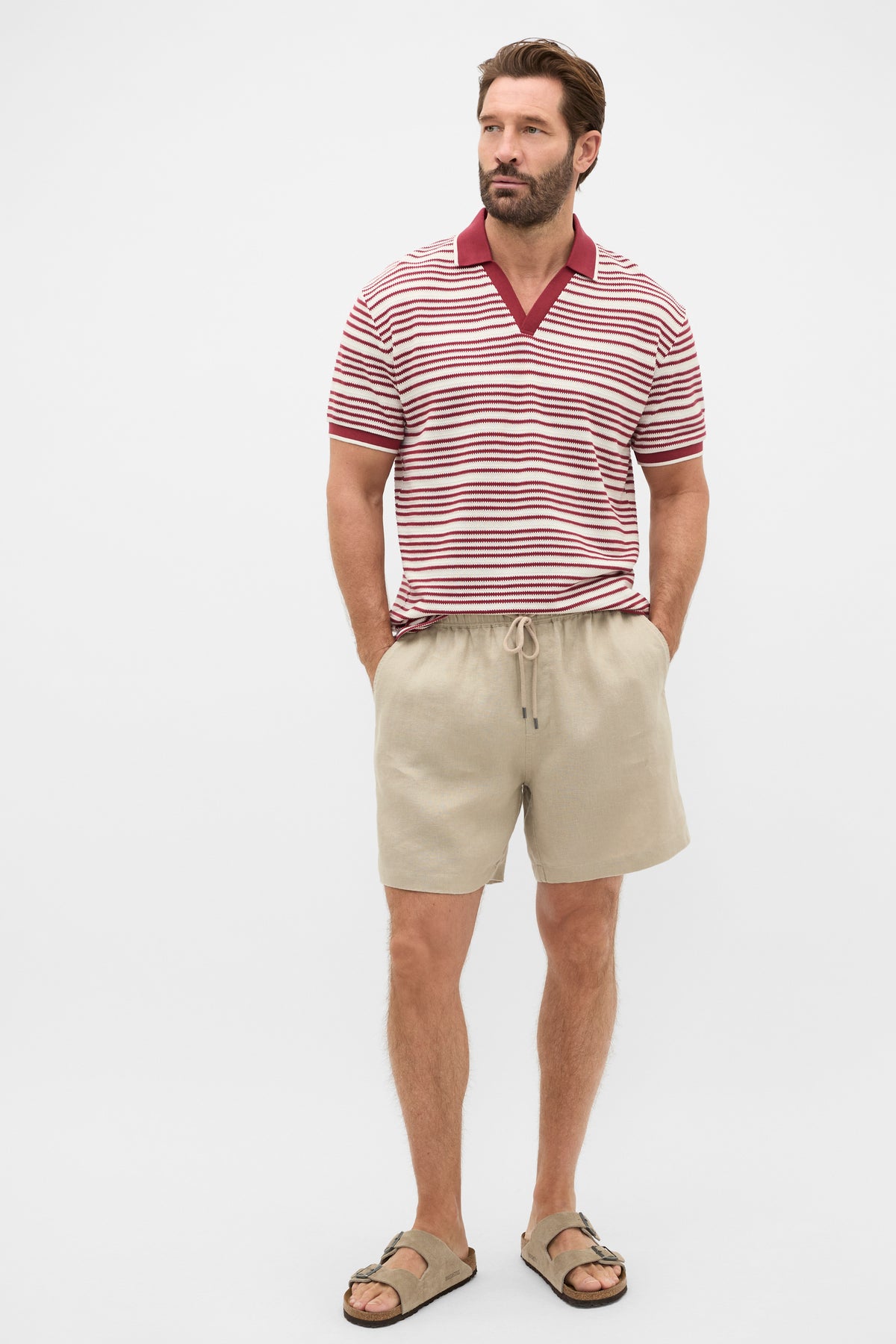 Stripe V Neck Polo