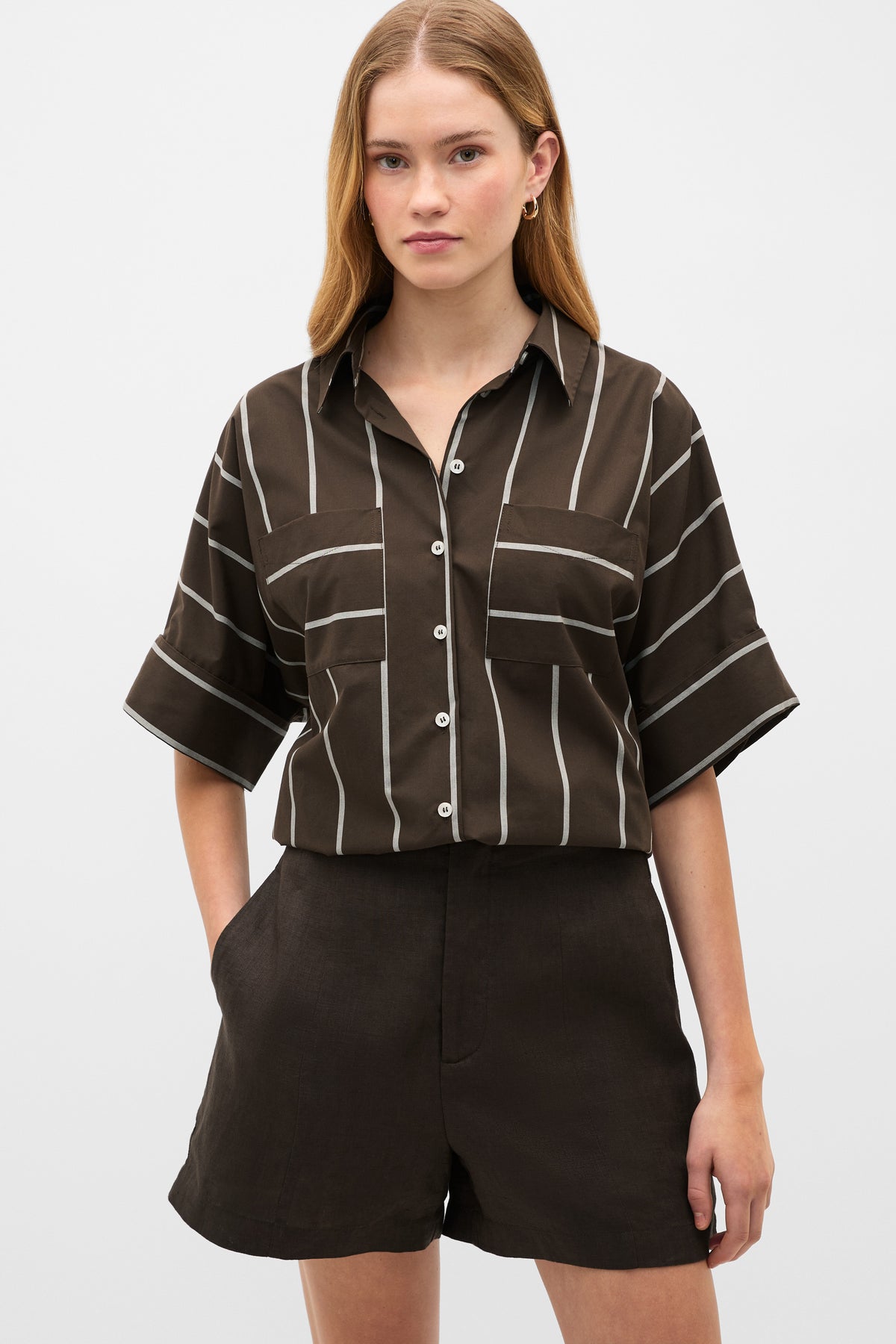 Cotton Stripe Pocket Shirt