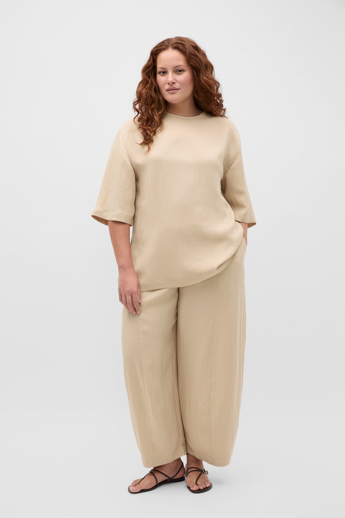 Textured Twill Longline Top