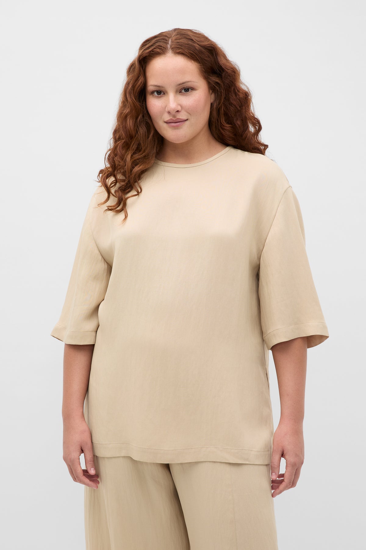 Textured Twill Longline Top