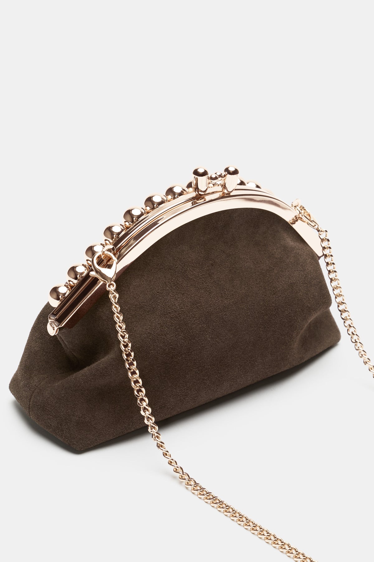 Suede Hardware Clutch