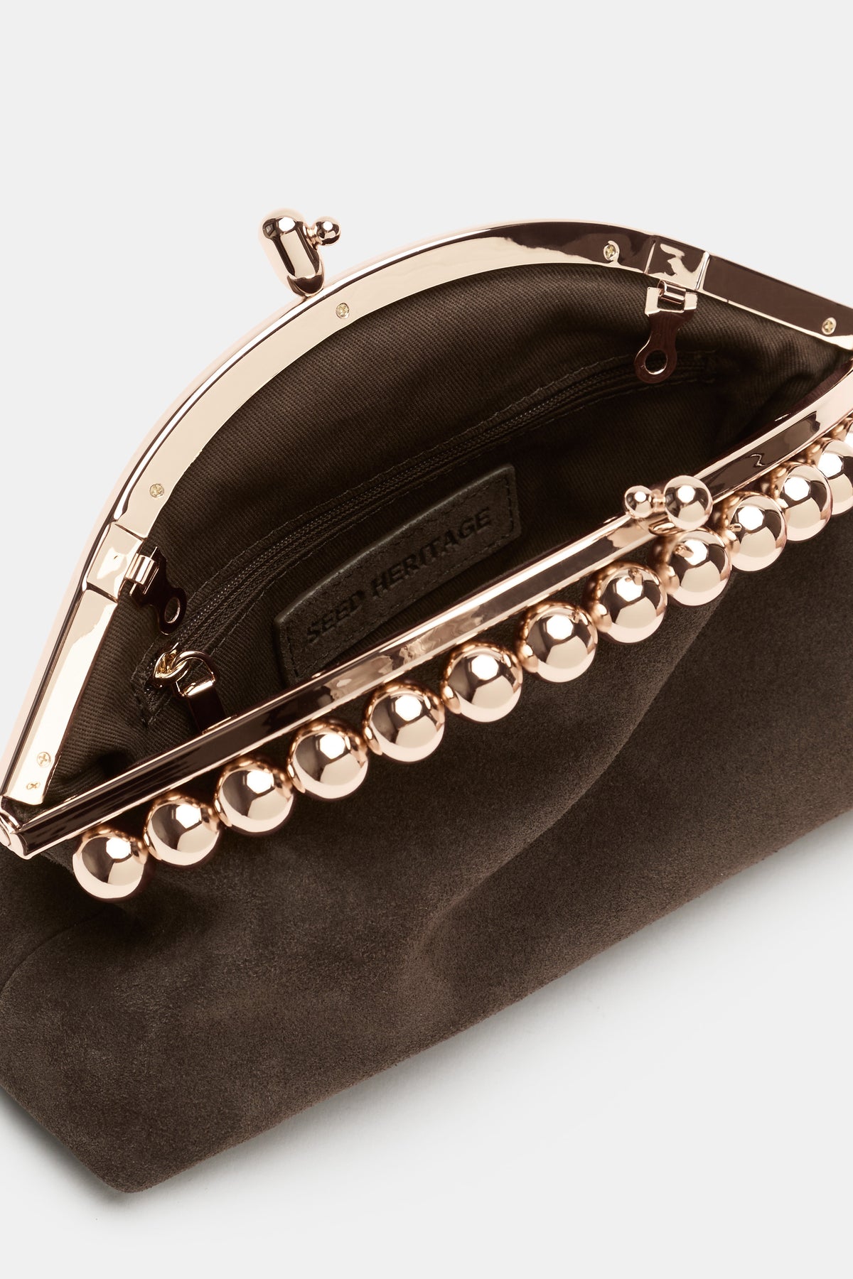 Suede Hardware Clutch