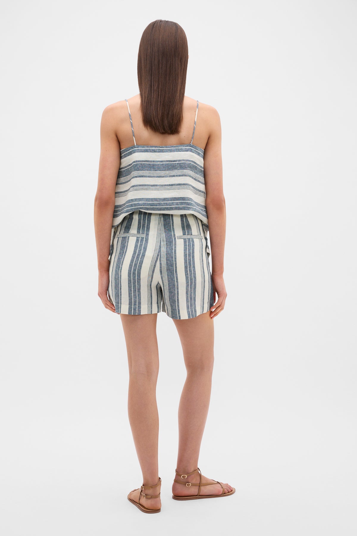 Linen High Rise Striped Short