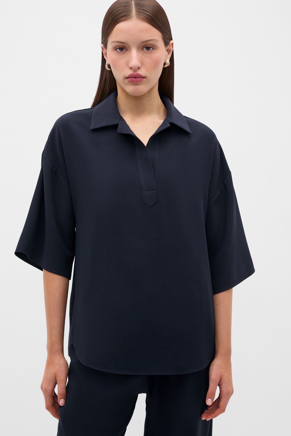 Woven Crepe Relaxed Shirt
