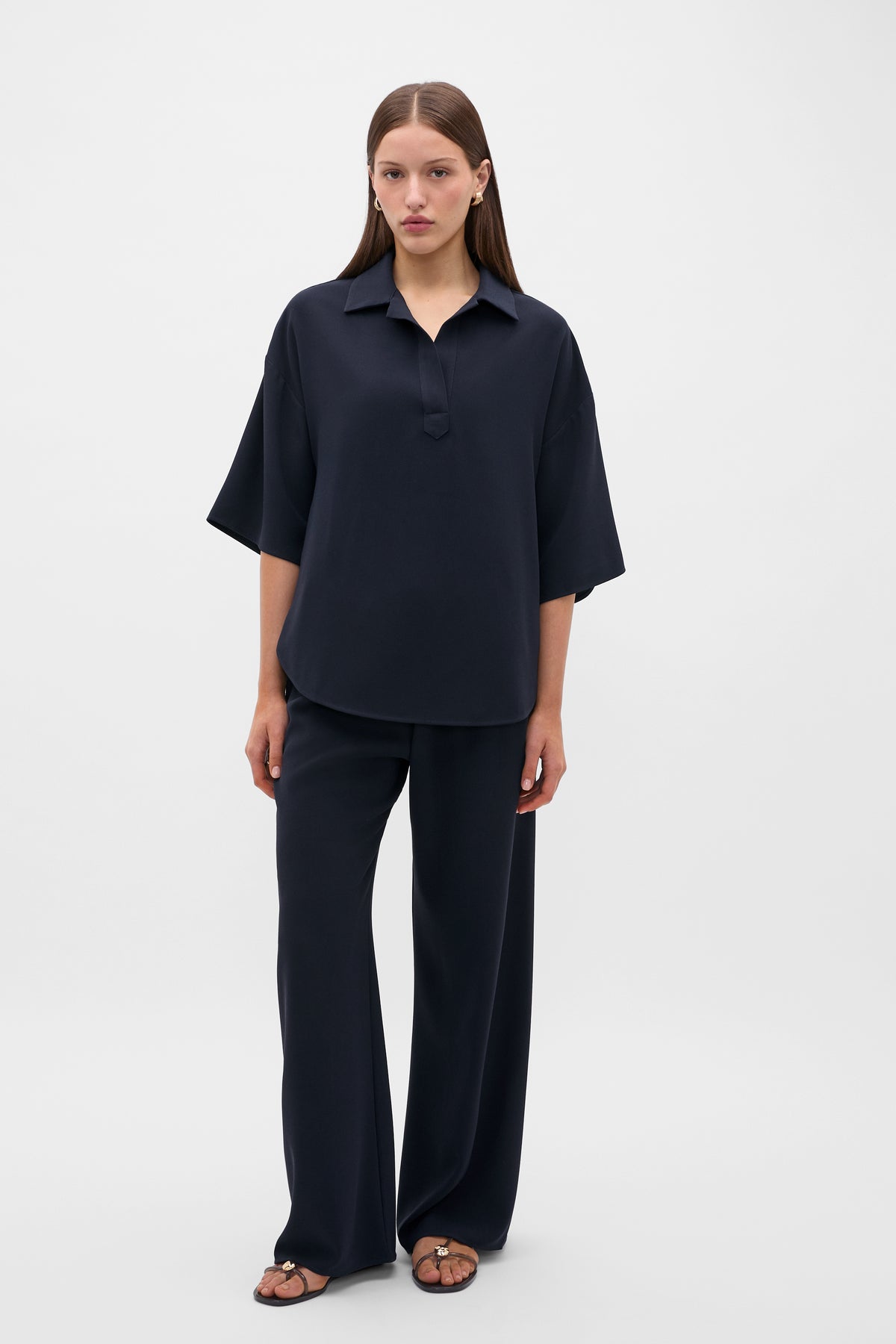 Woven Crepe Relaxed Shirt
