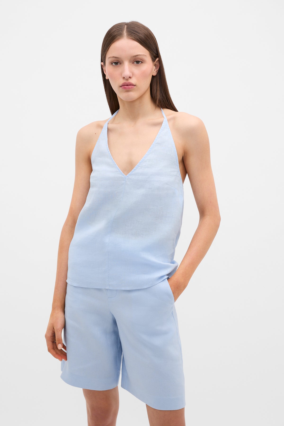 Linen V Neck Halter Top