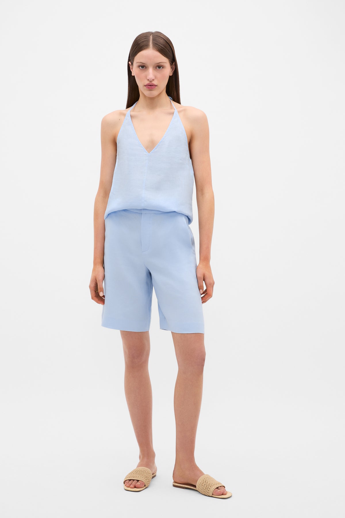 Linen V Neck Halter Top