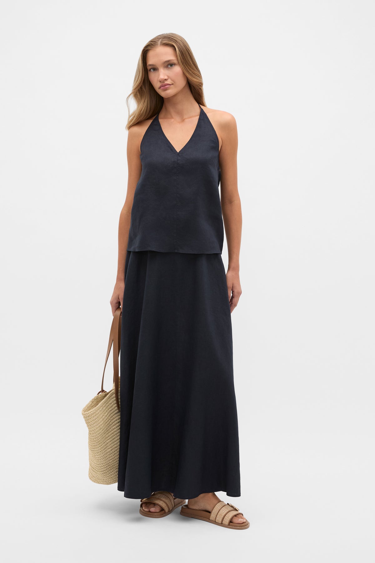 Linen V Neck Halter Top