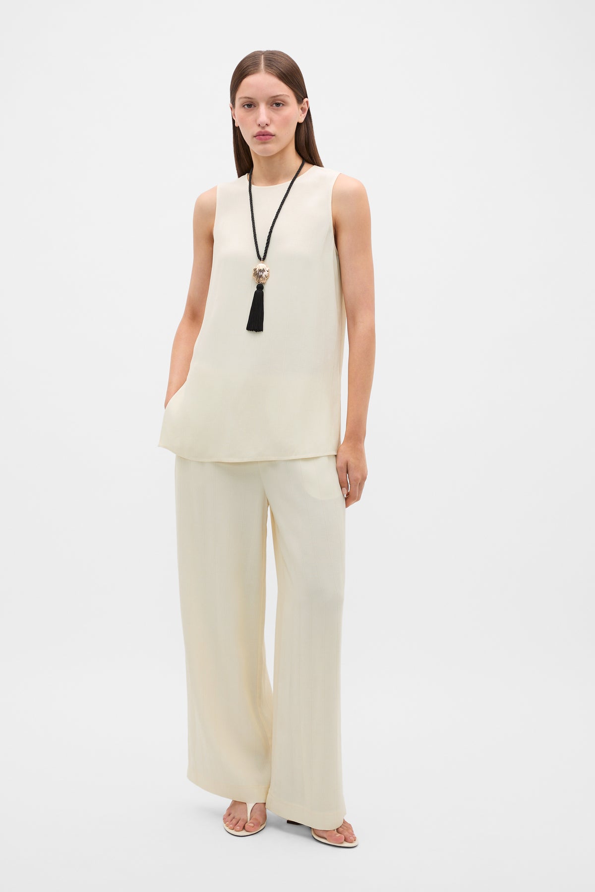 Textured Self Stripe Shell Top