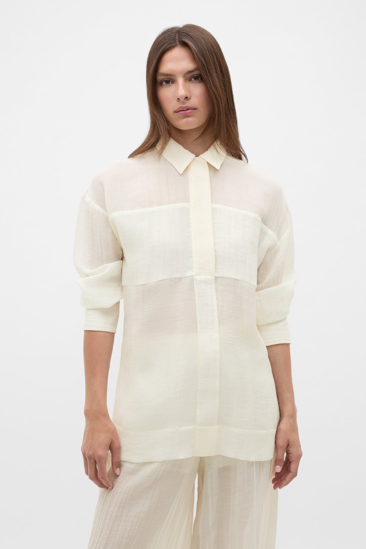 Semi Sheer Crinkle Popover