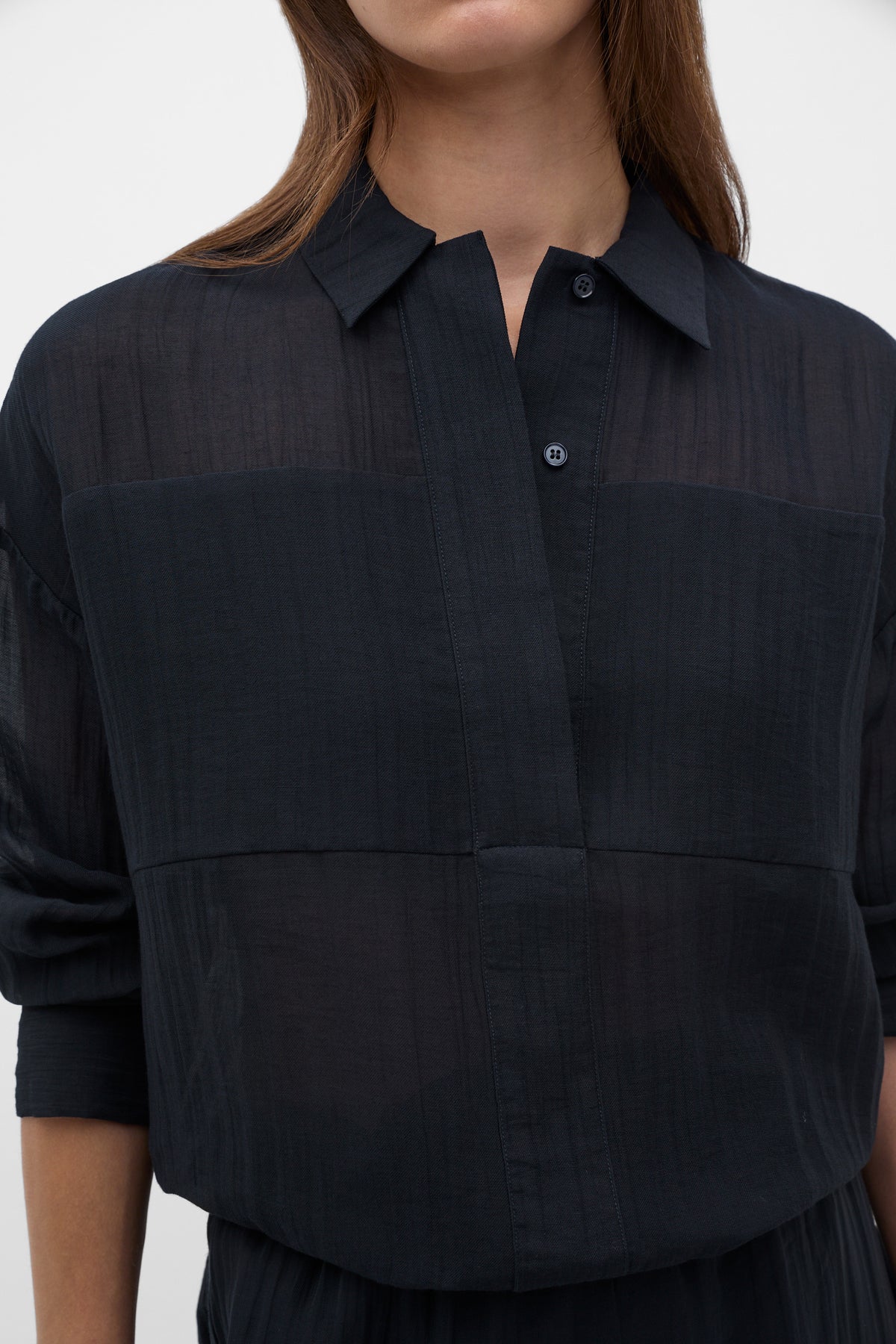Semi Sheer Crinkle Popover