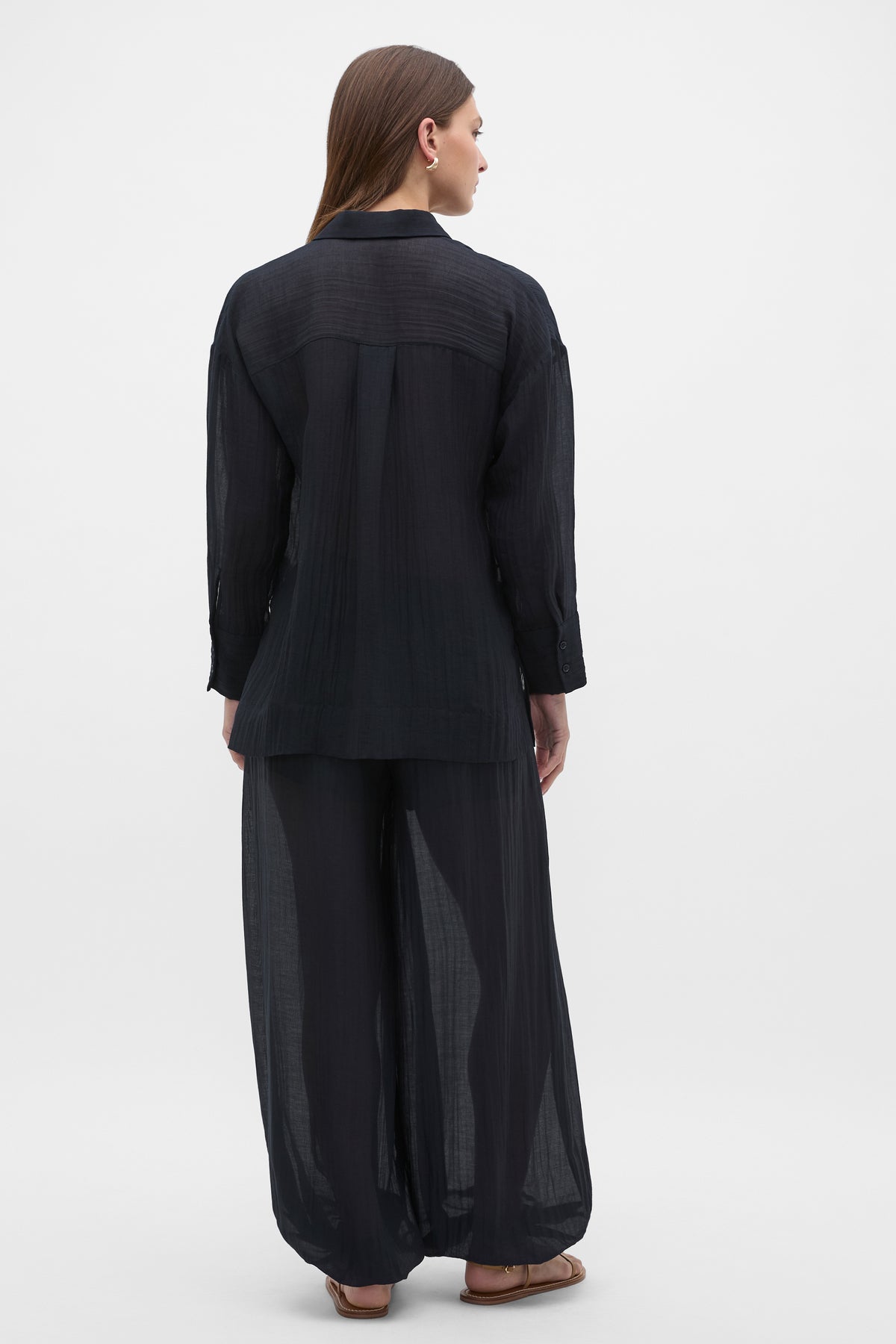 Semi Sheer Crinkle Popover
