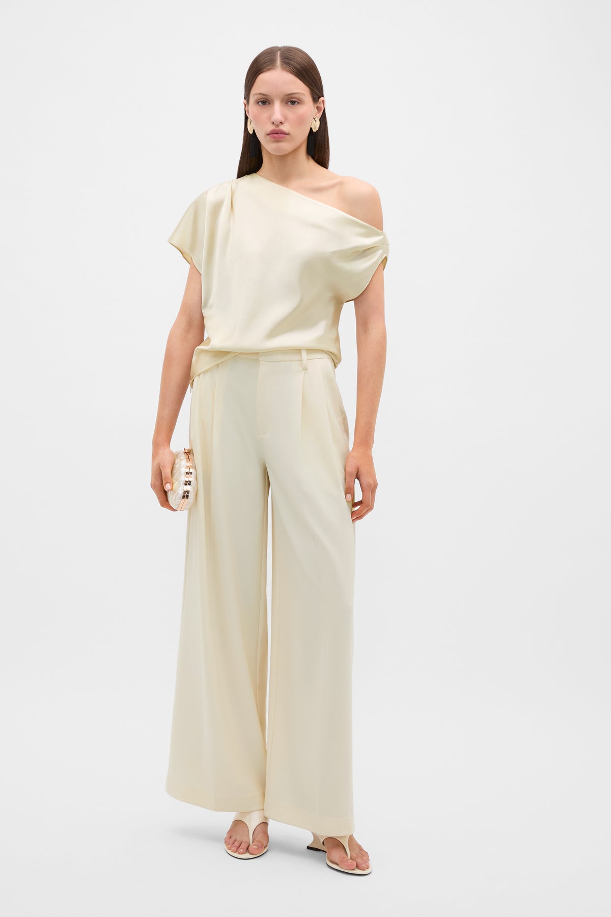 Satin Drape Shoulder Top