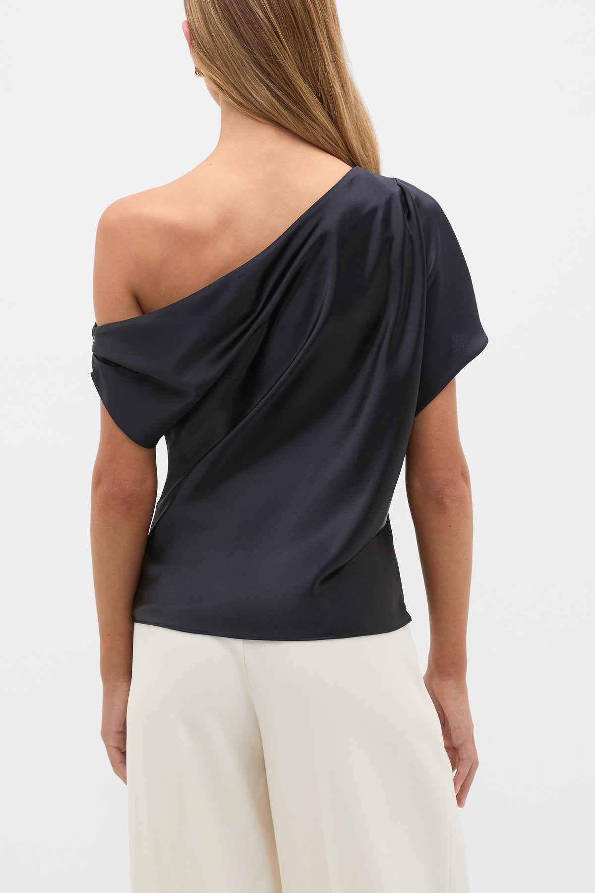Satin Drape Shoulder Top