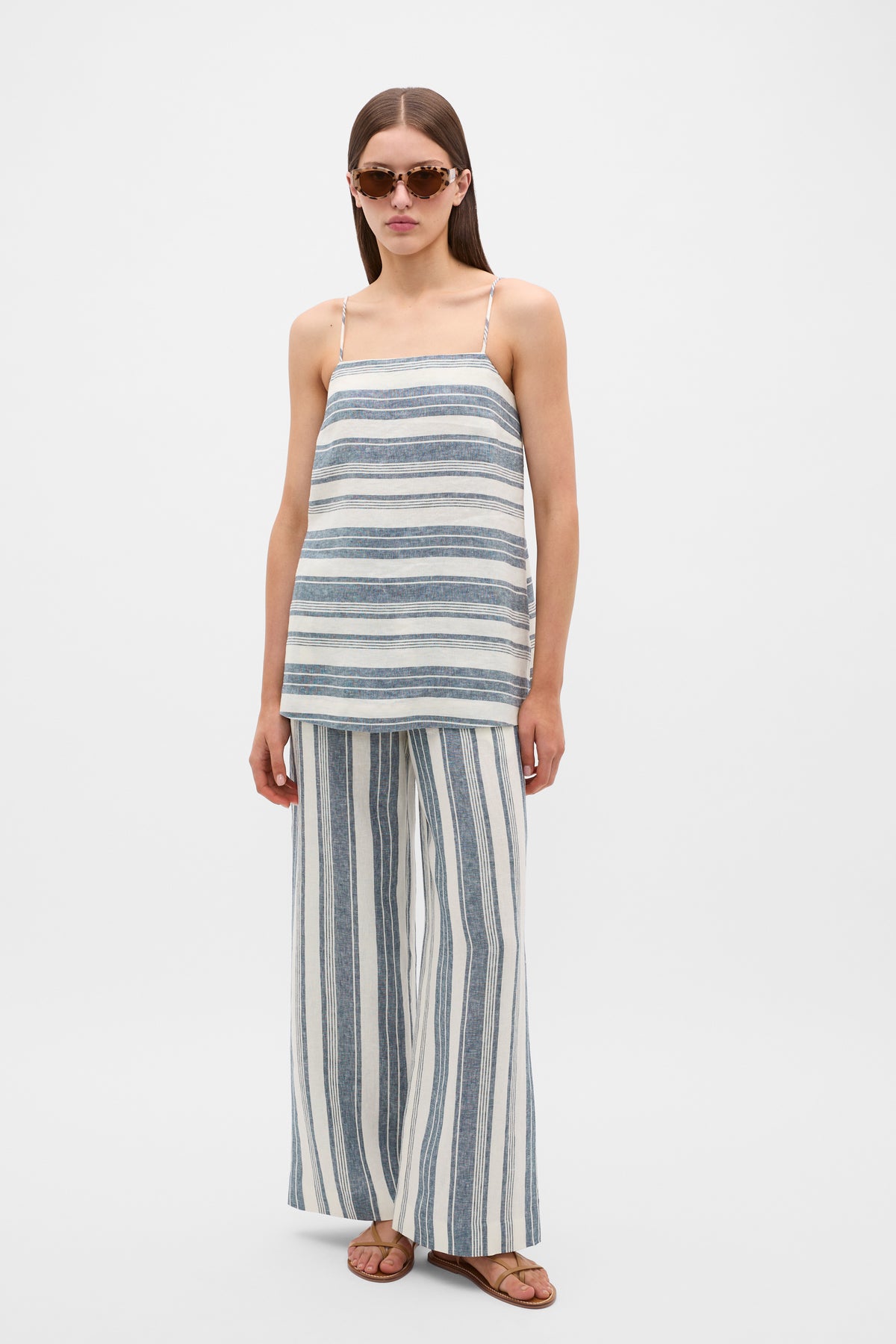 Linen Striped Longline Cami