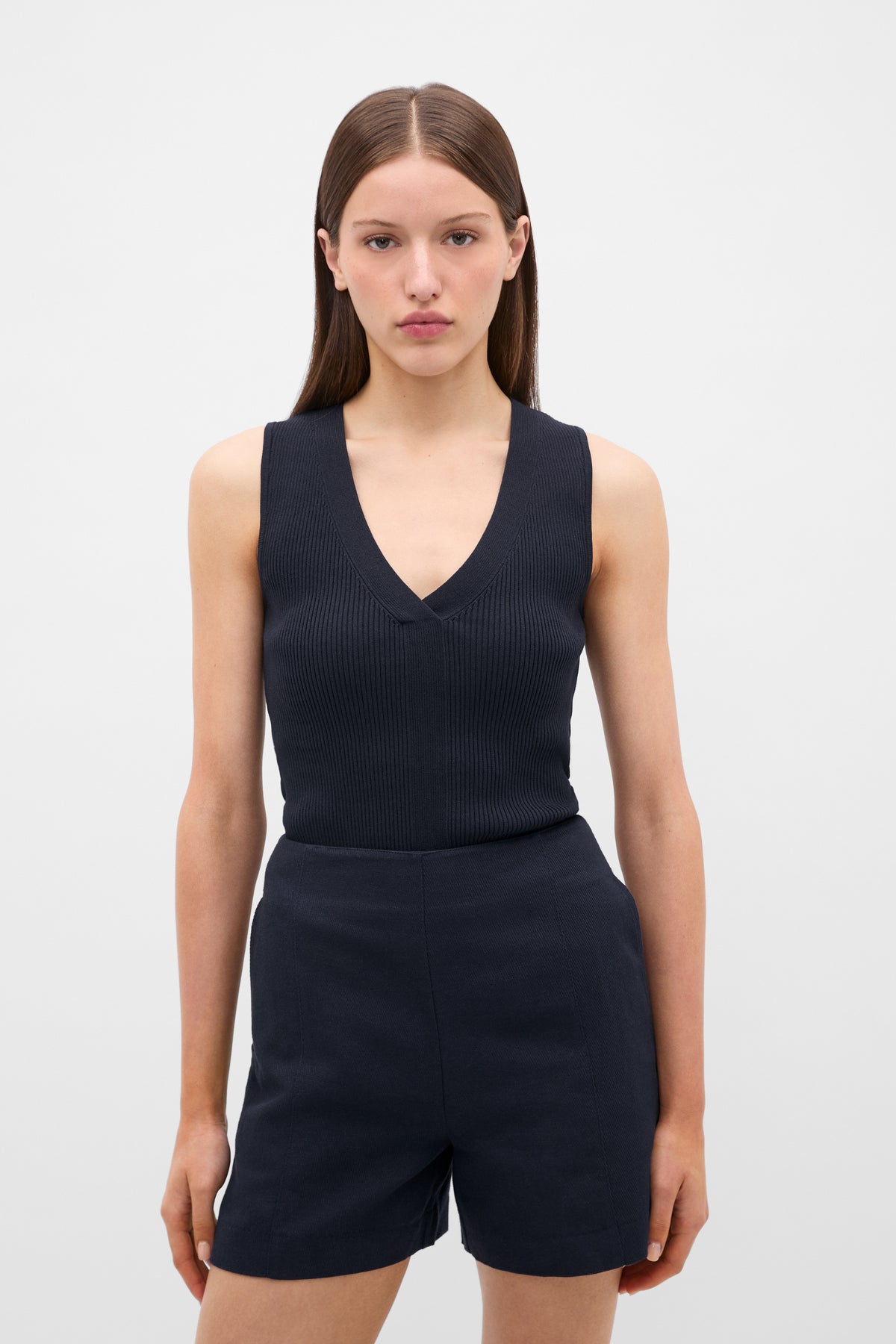 Cotton Blend V Neck Tank