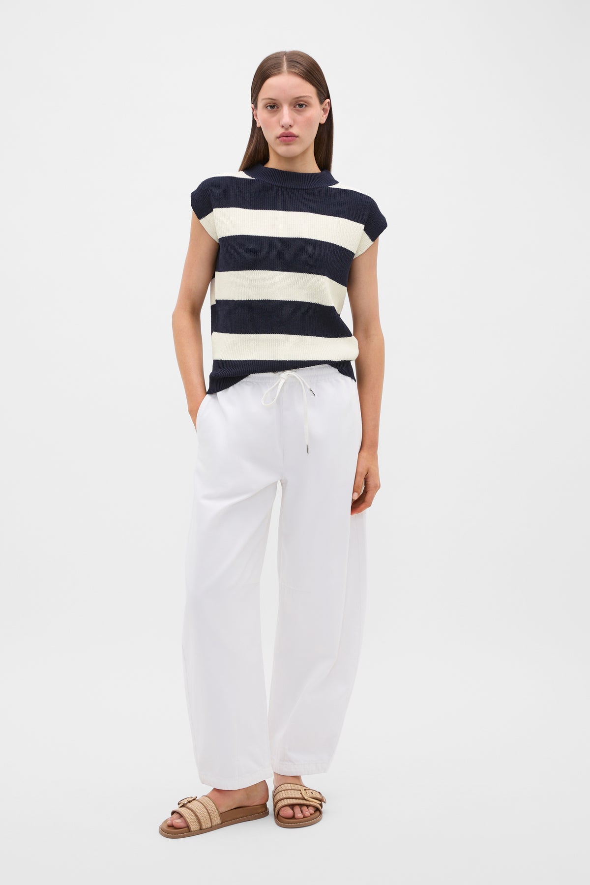 Cotton Blend Extended Shoulder Knit