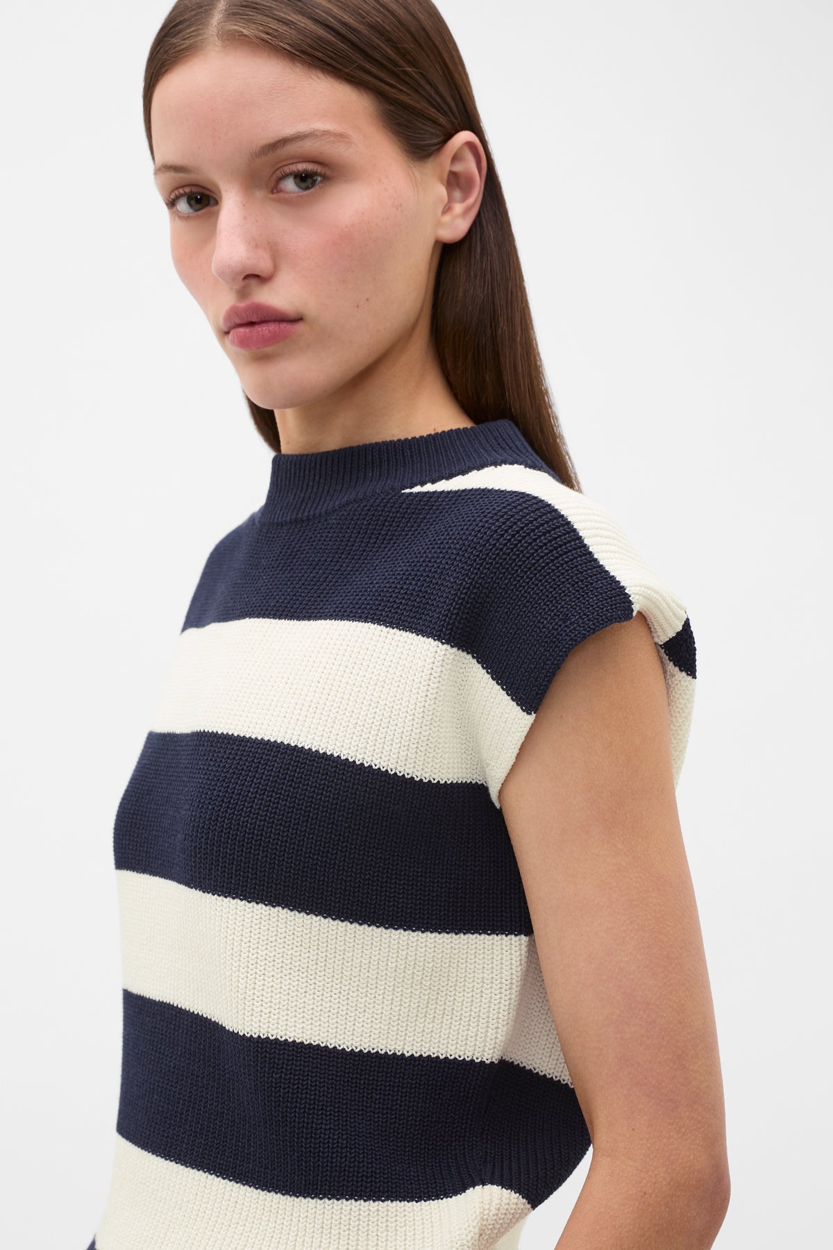 Cotton Blend Extended Shoulder Knit