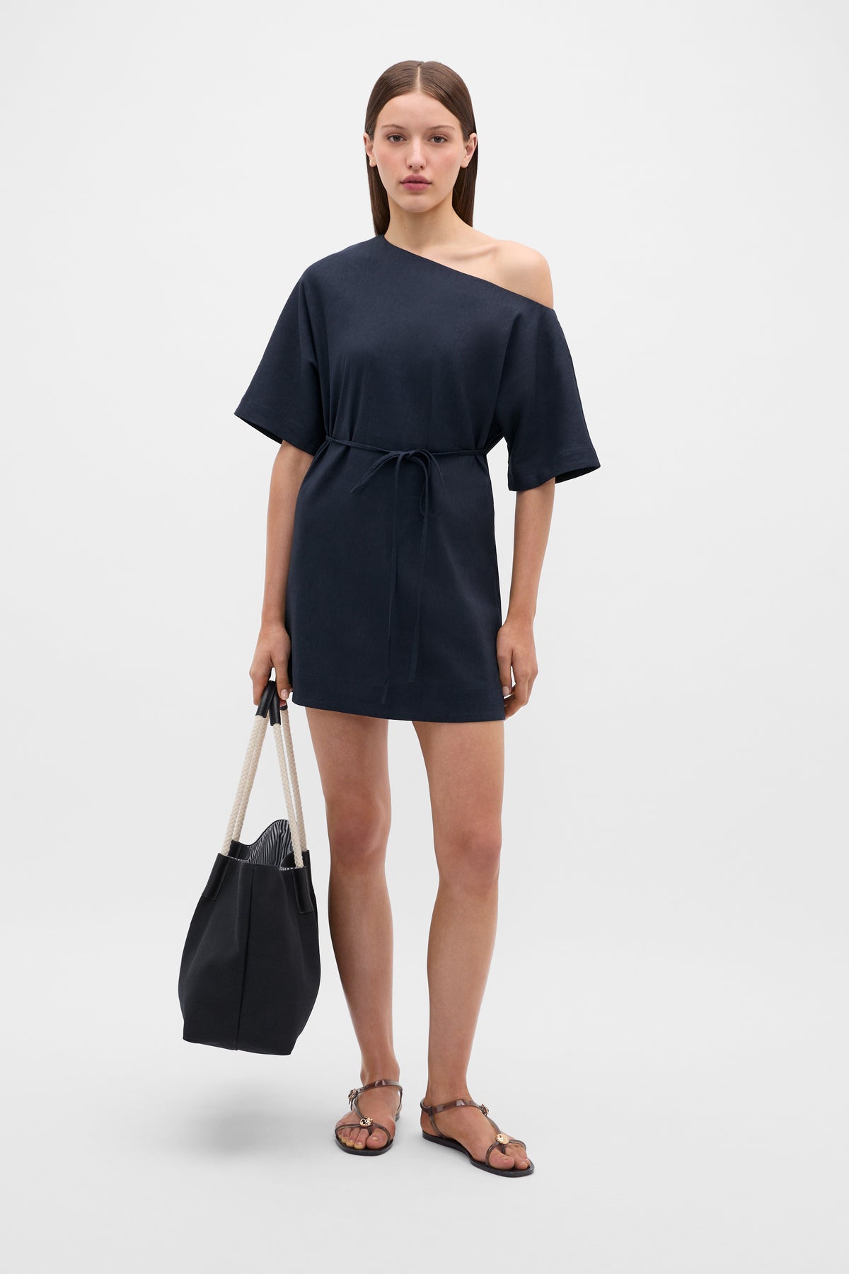 Drape Shoulder Mini Dress