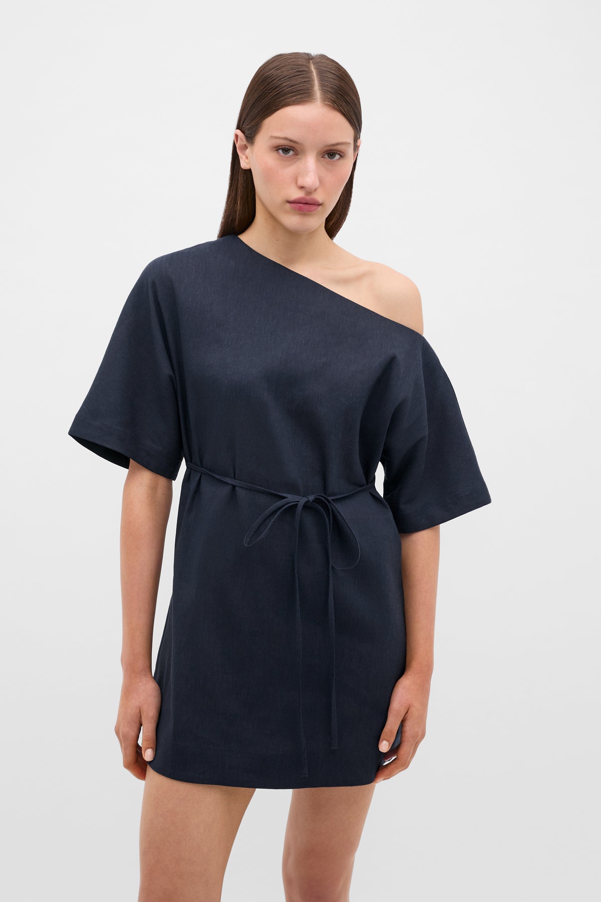 Drape Shoulder Mini Dress
