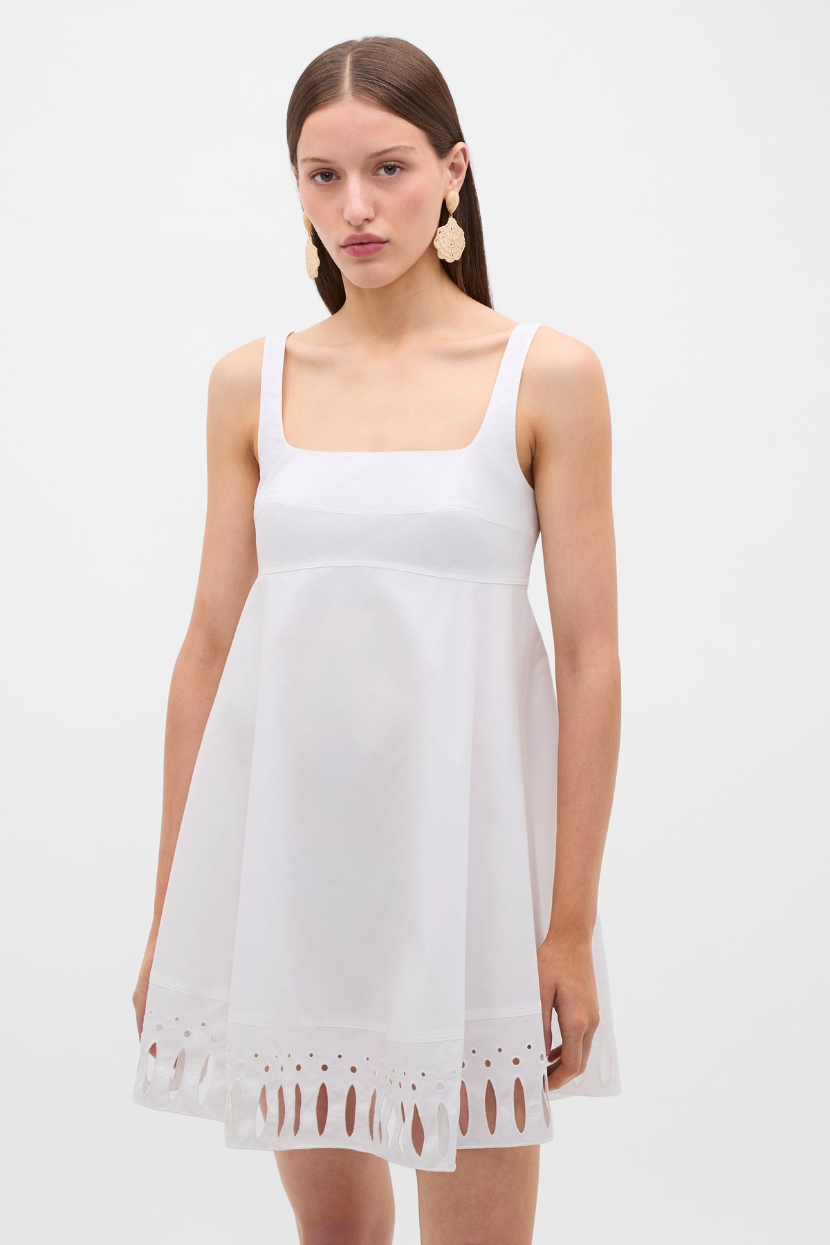 Poplin Cutwork Mini Dress