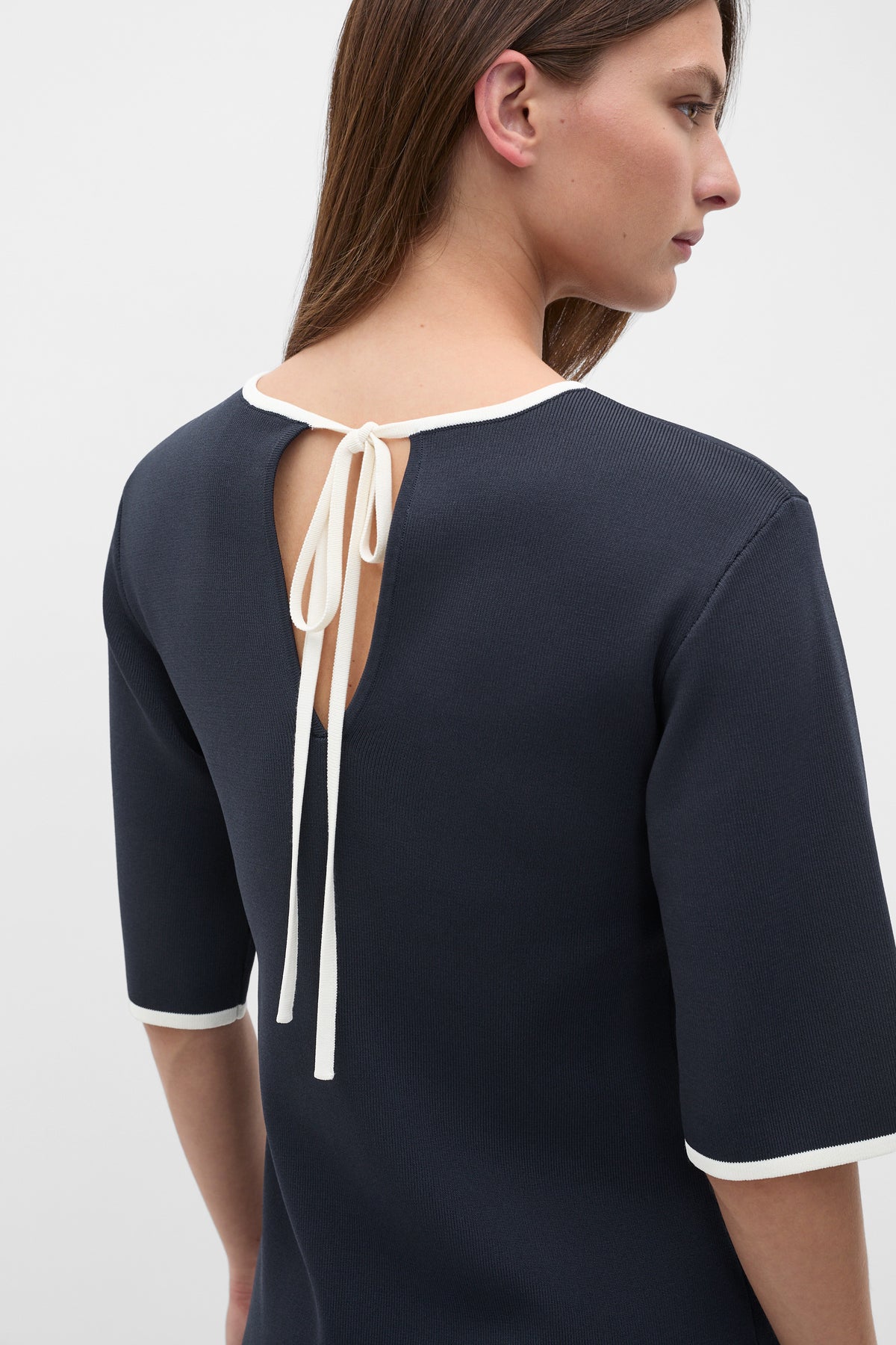 Knit Contrast Tipping Mini Dress