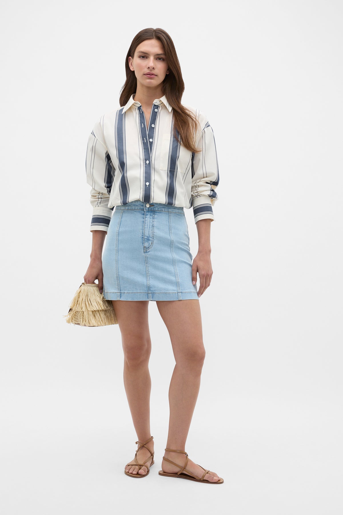 Denim Panel Mini Skirt