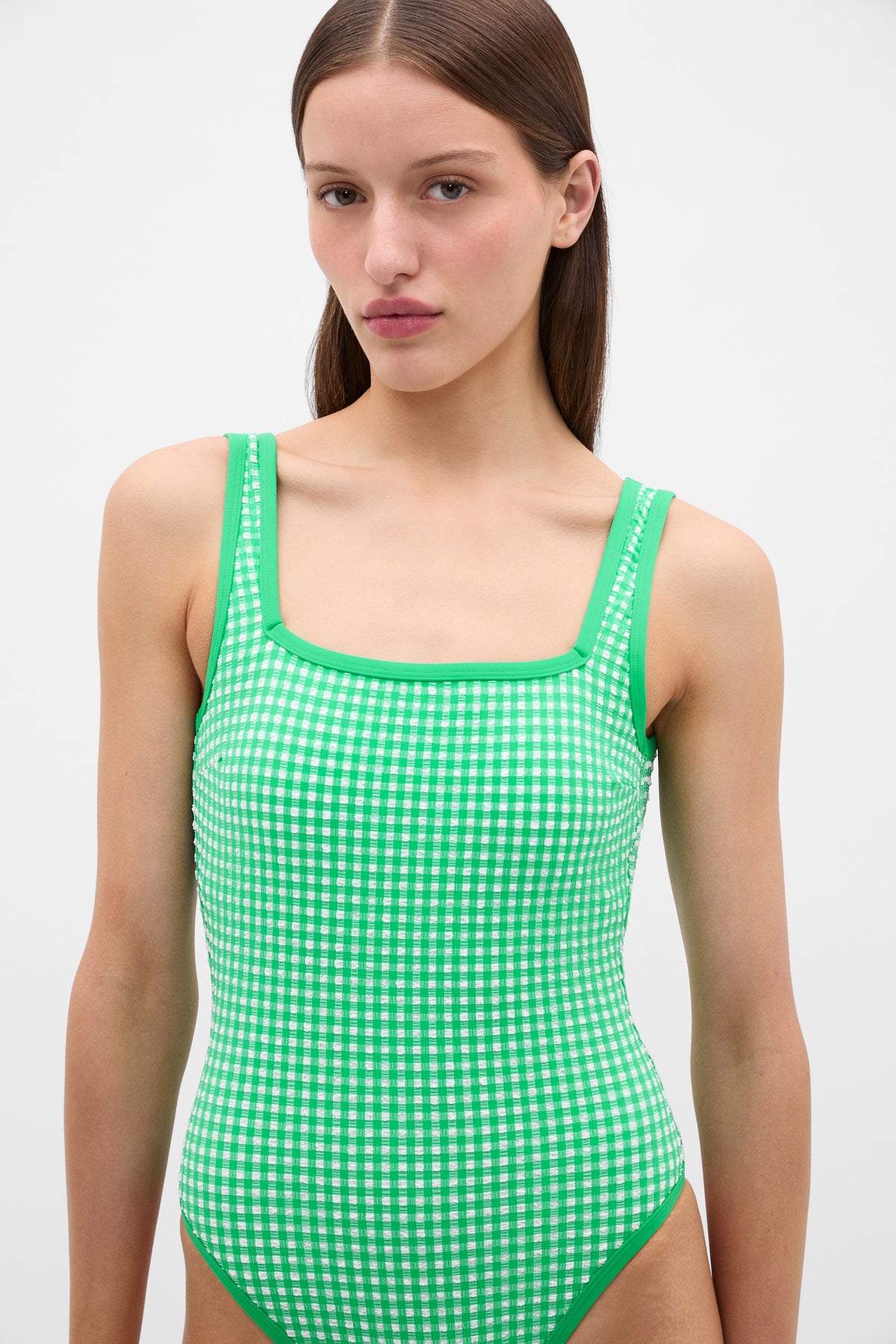 Gingham Square Neck One Piece