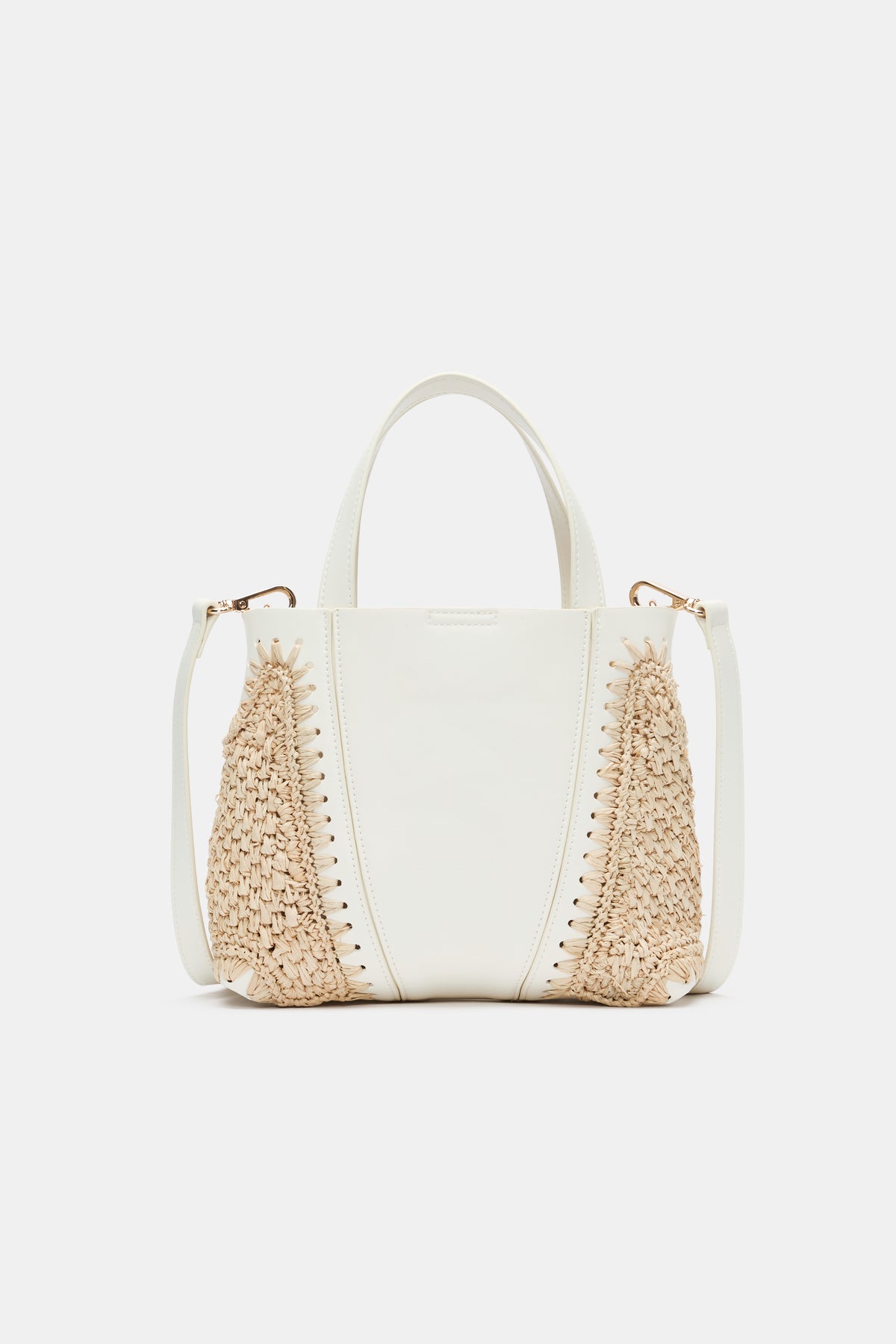 Spliced Raffia Crossbody Bag