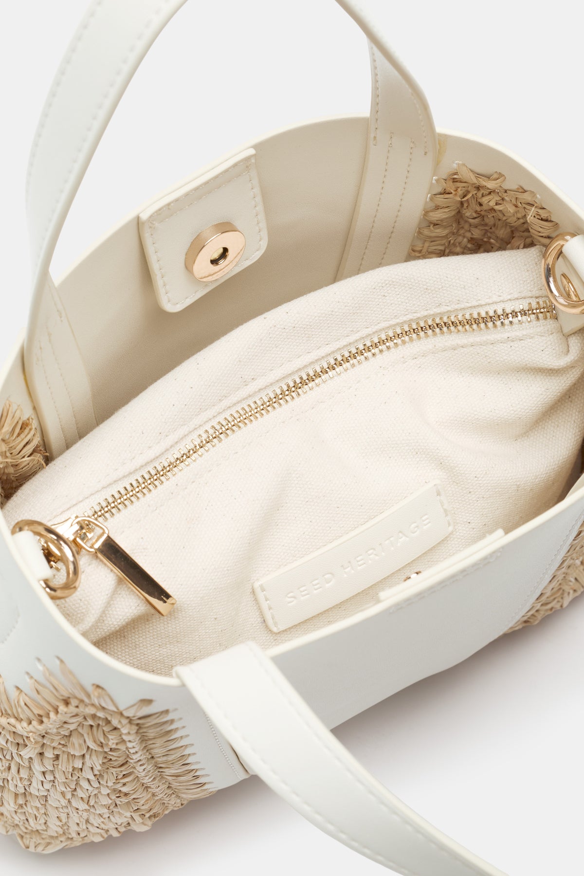 Spliced Raffia Crossbody Bag
