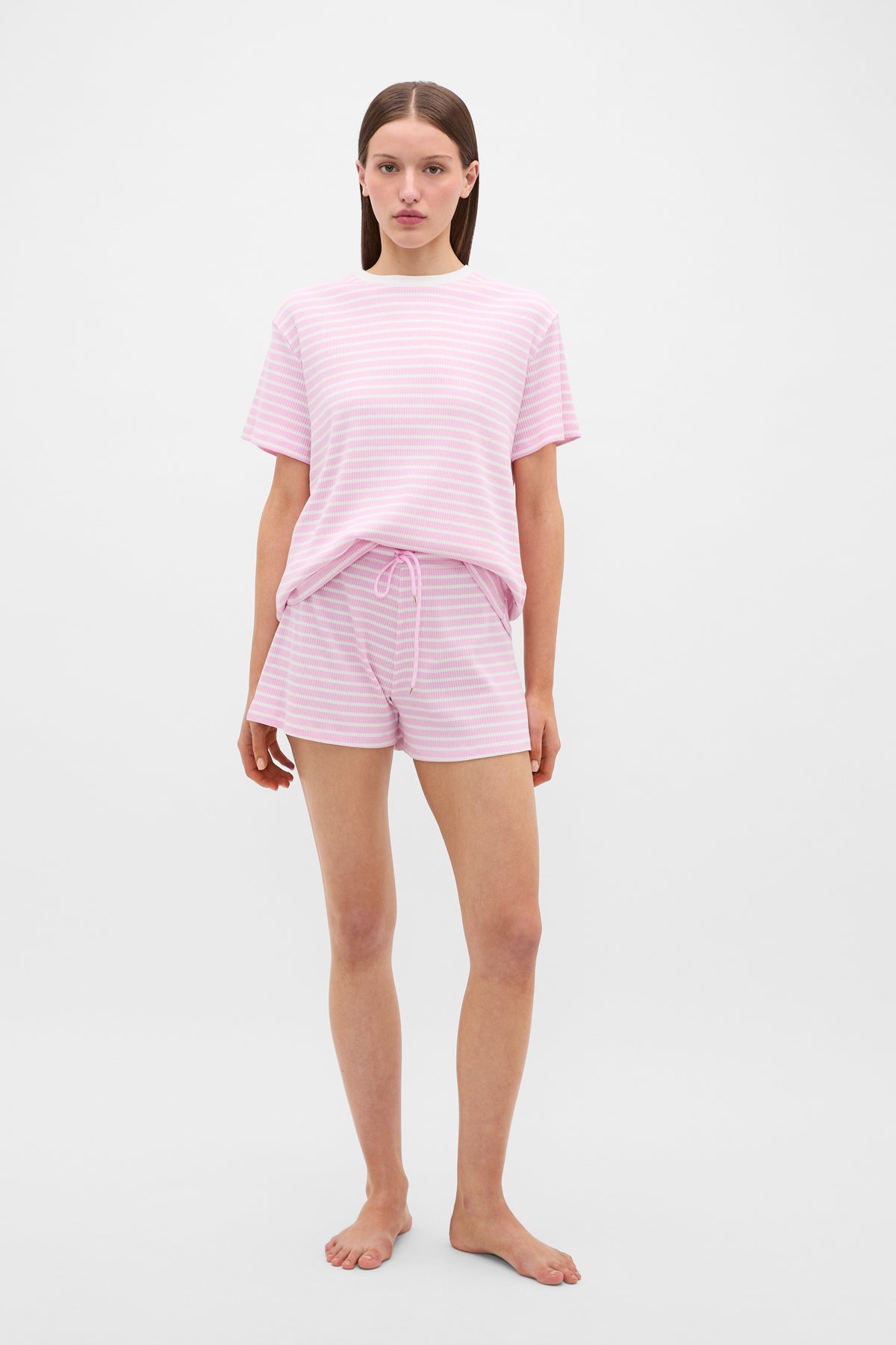 Striped Rib Tee and Short PJ Set