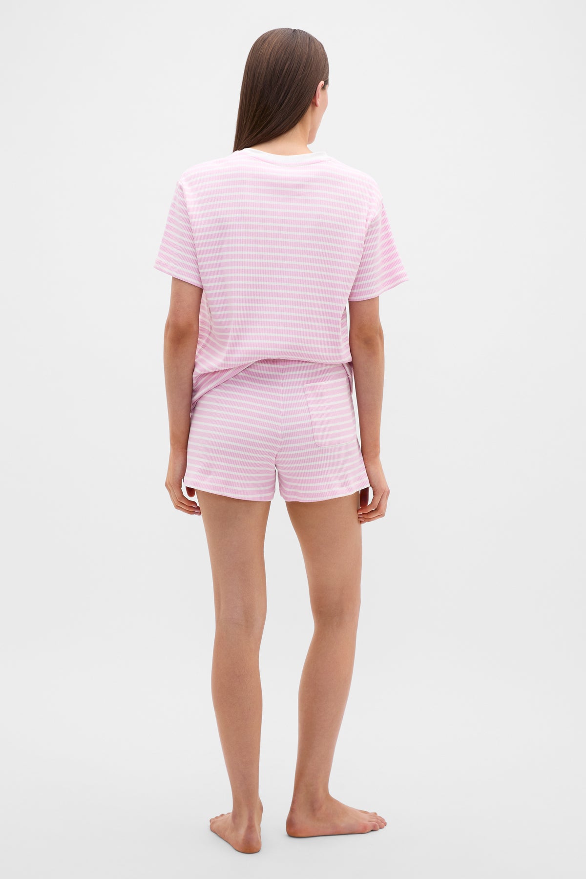 Striped Rib Tee and Short PJ Set