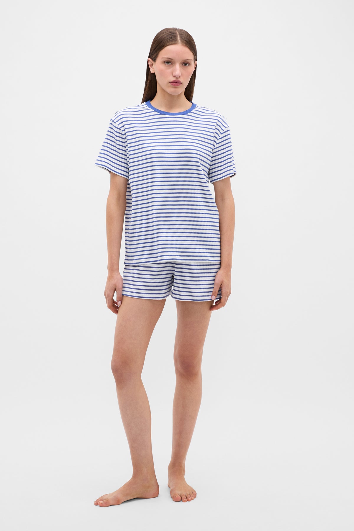 Striped Rib Tee and Short PJ Set