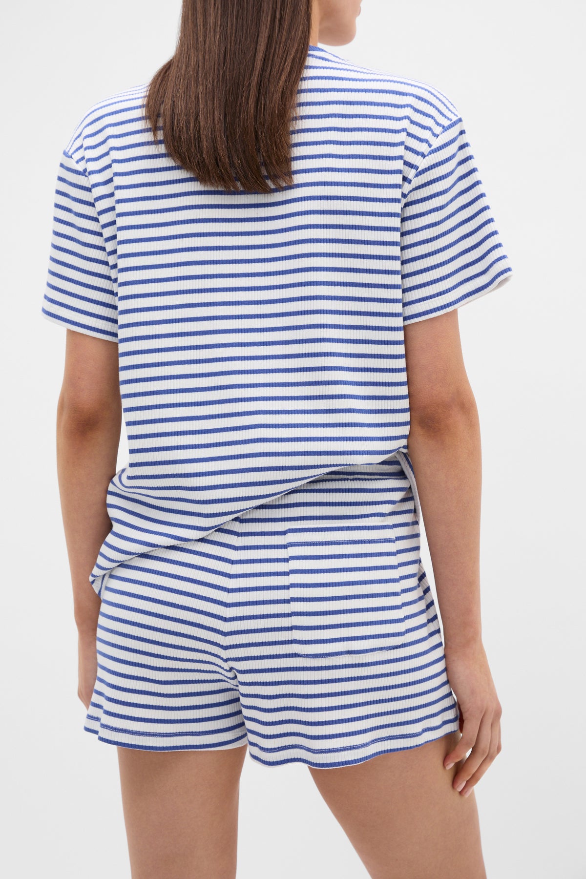 Striped Rib Tee and Short PJ Set