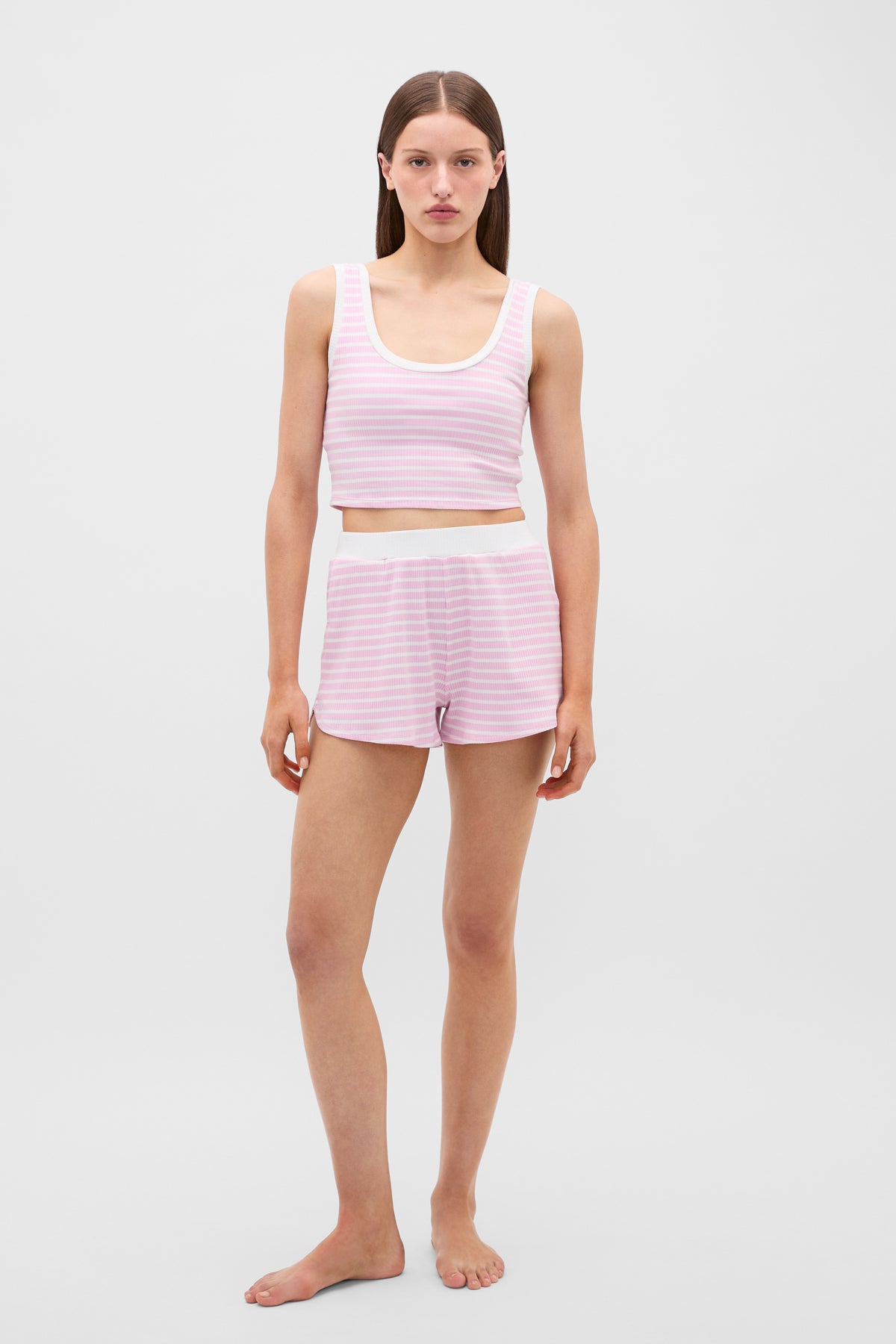 Striped Rib Tank and Short PJ Set