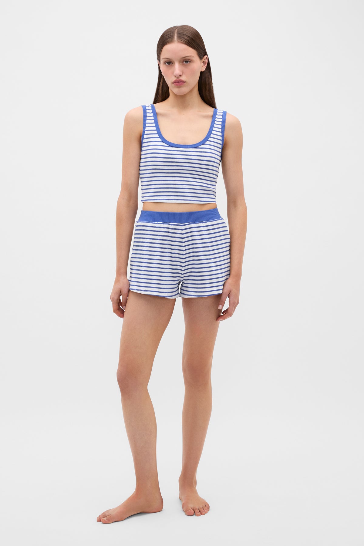 Striped Rib Tank and Short PJ Set
